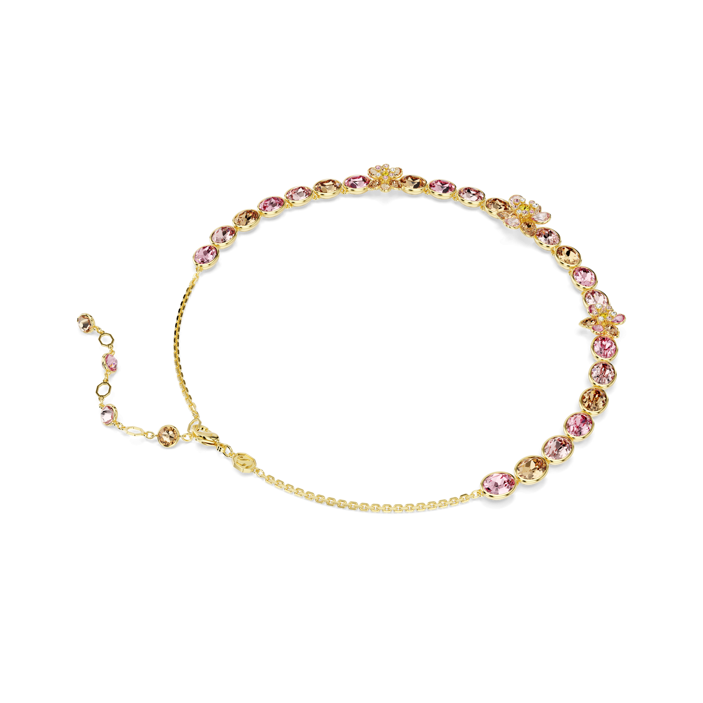 Idyllia necklace, Mixed cuts, Flower, Multicolored, Gold-tone plated 5732385