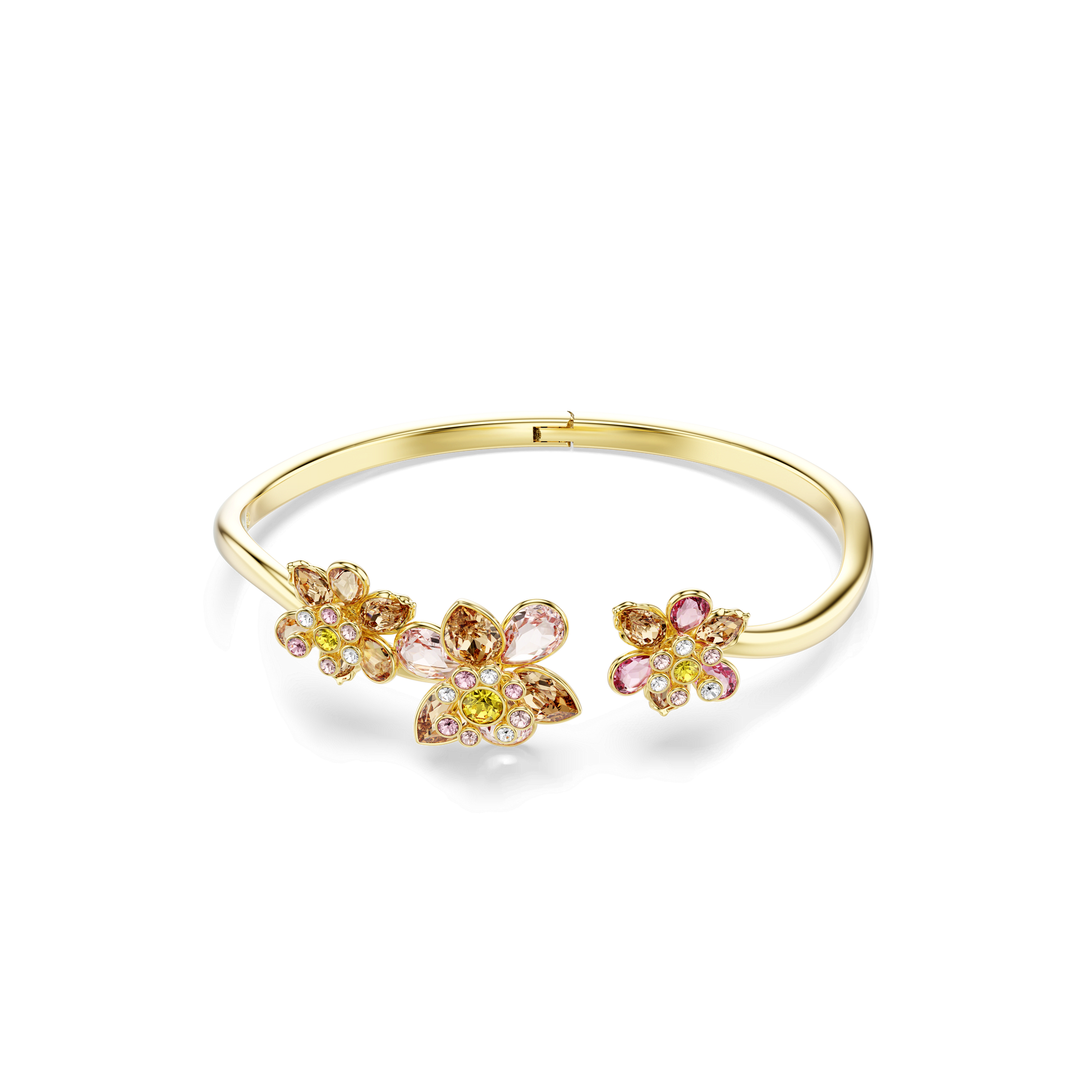 Idyllia bangle, Mixed cuts, Flower, Multicolored, Gold-tone plated 5732387