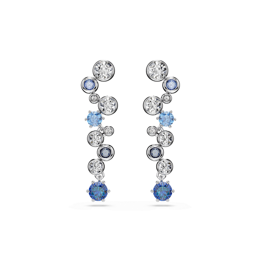Constella drop earrings, Mixed cuts, Blue, Rhodium plated 5732775