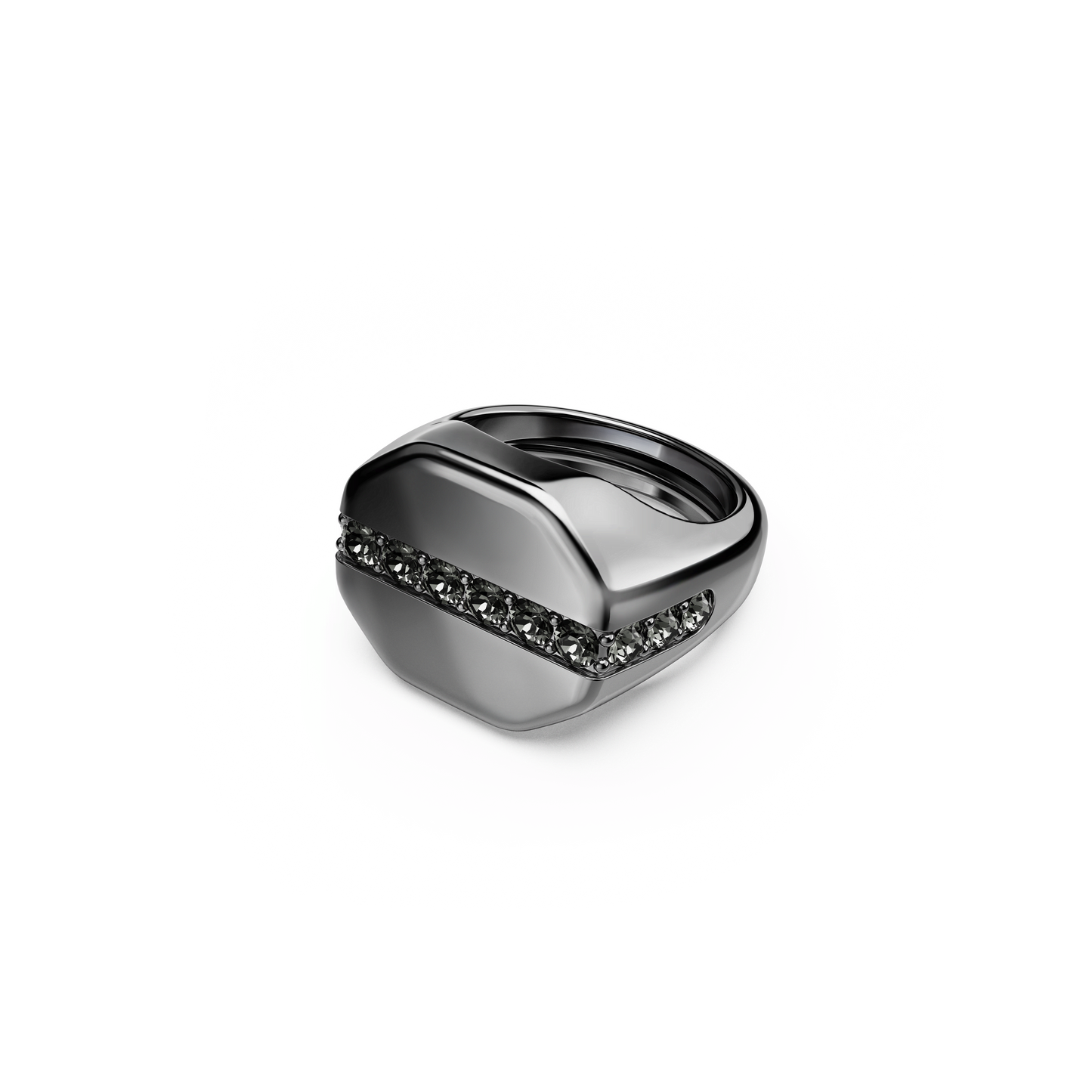 Dextera ring, Octagon shape, Round cut, Black, Ruthenium plated 5732868