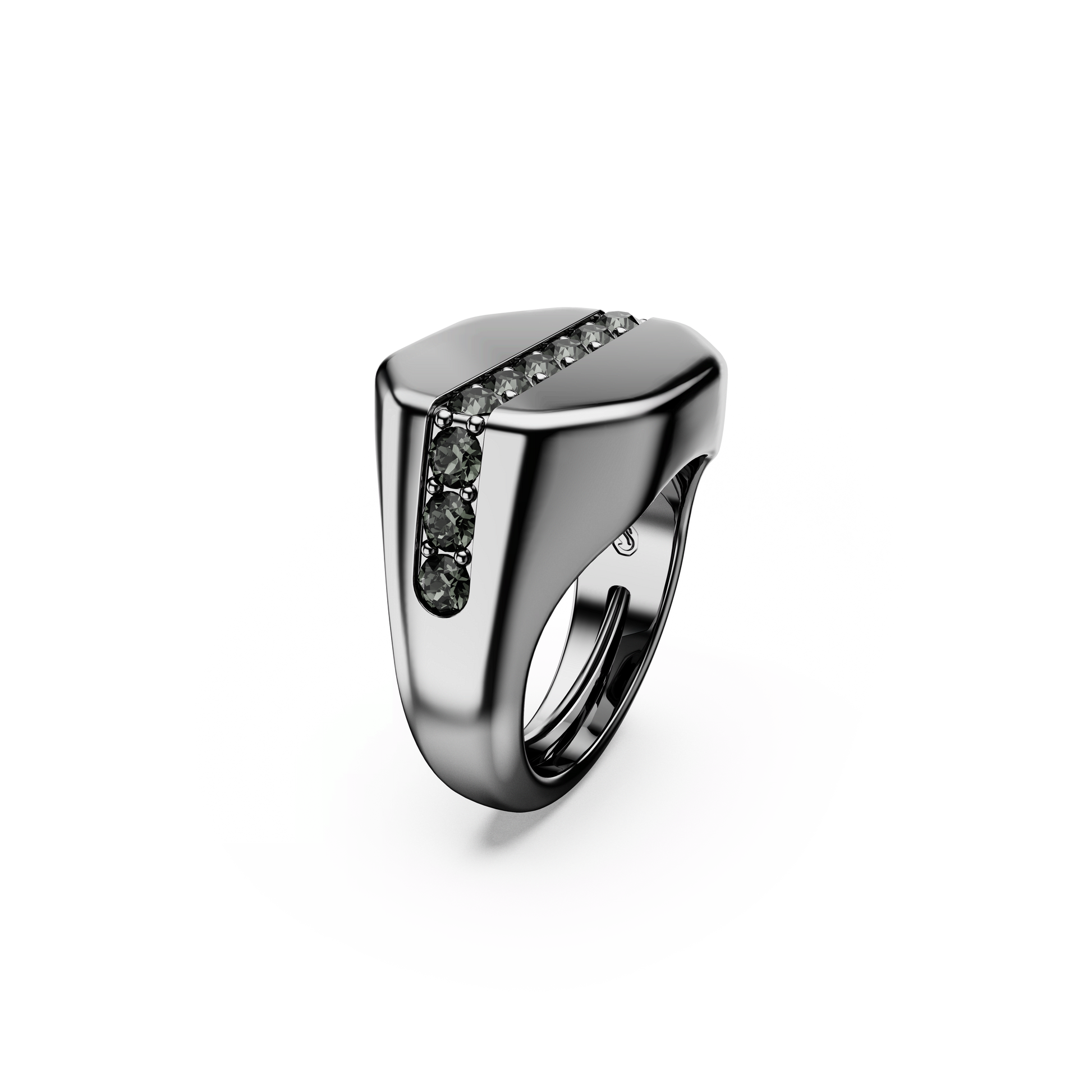 Dextera ring, Octagon shape, Round cut, Black, Ruthenium plated 5732868