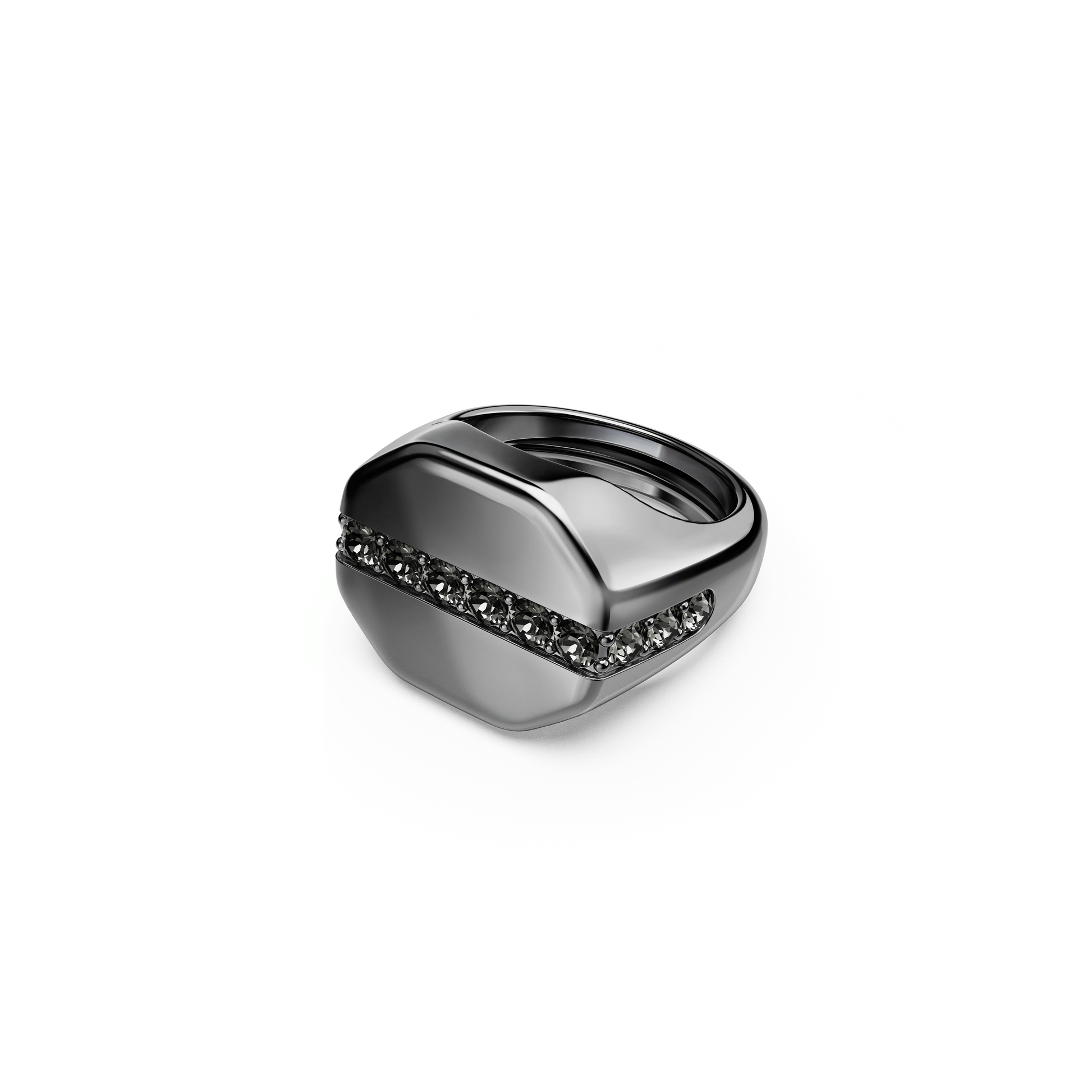Dextera ring, Octagon shape, Round cut, Black, Ruthenium plated 5732869