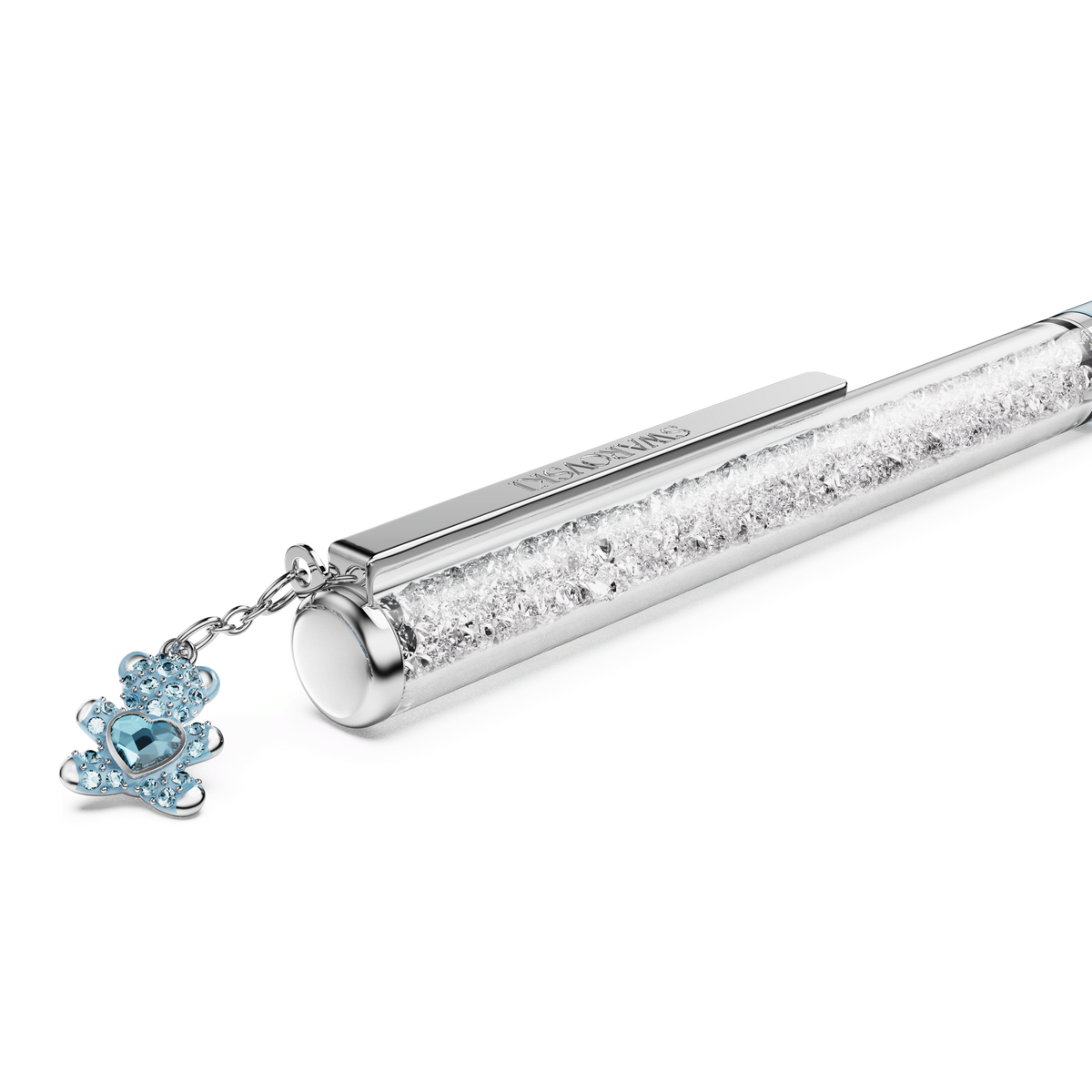 Crystalline ballpoint pen, Teddy, Blue, Blue lacquered, Chrome plated