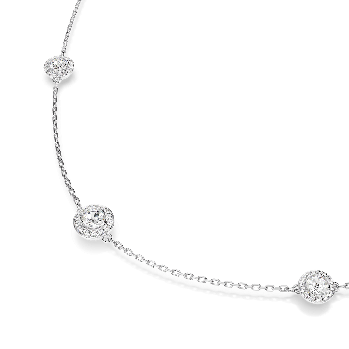 Una Angelic strandage, Round cut, White, Rhodium plated 5733197