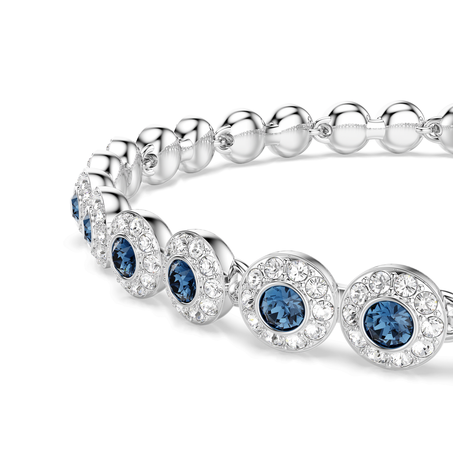 Una Angelic bracelet, Round cut, Blue, Rhodium plated 5733401