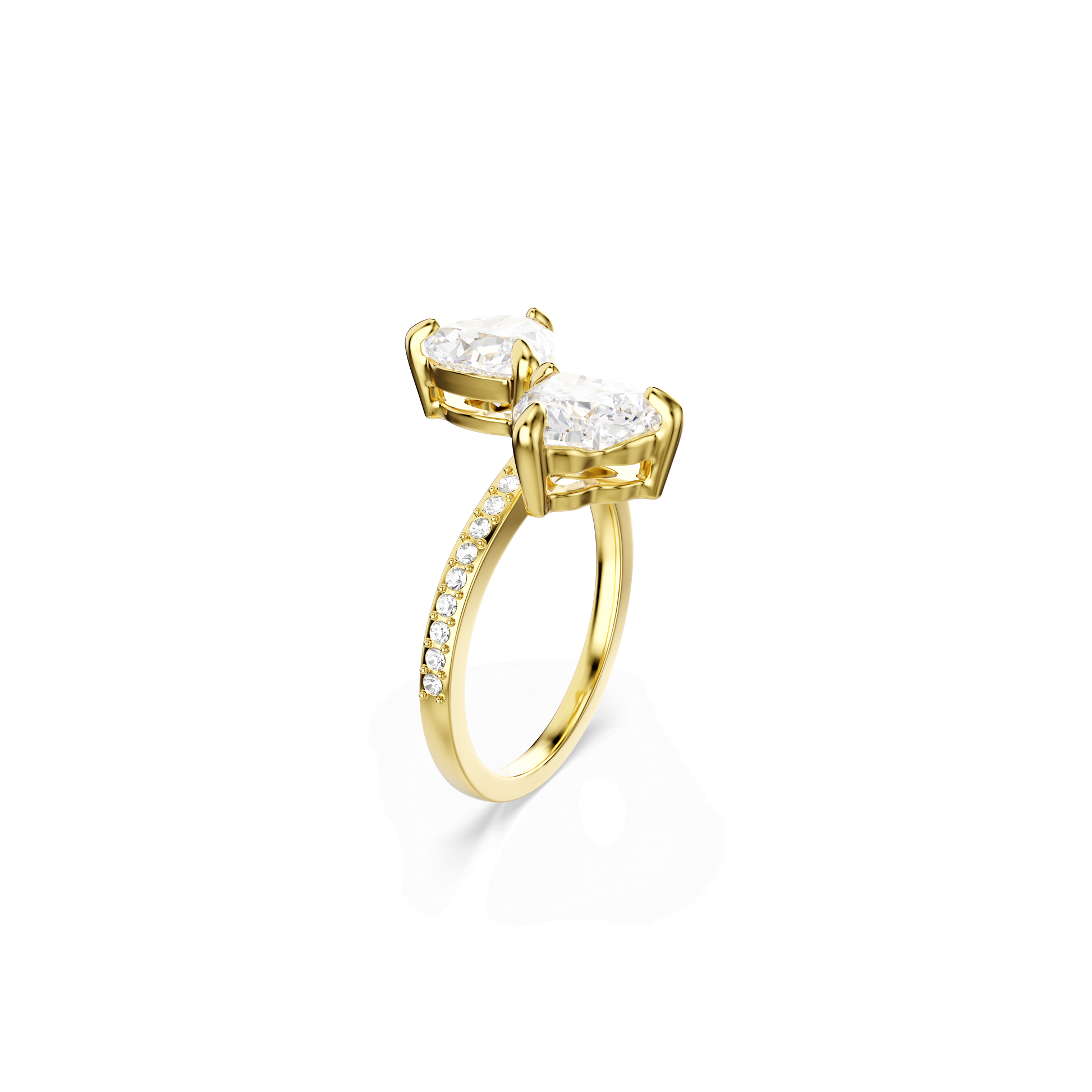 Mesmera open ring, Heart cut, Pavé, White, Gold-tone plated 5733477