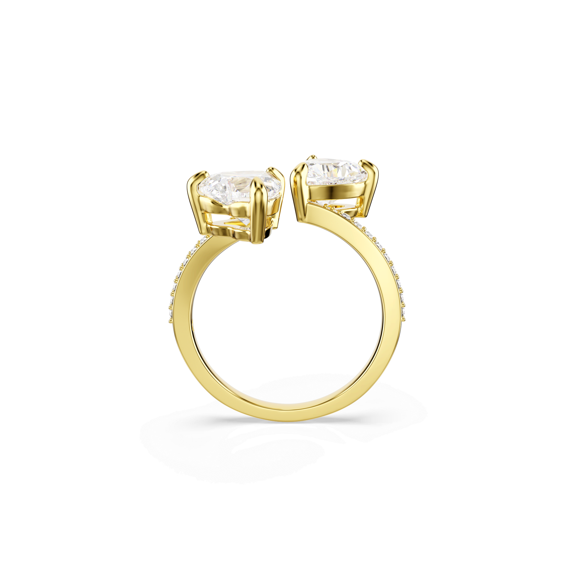 Mesmera open ring, Heart cut, Pavé, White, Gold-tone plated 5733477