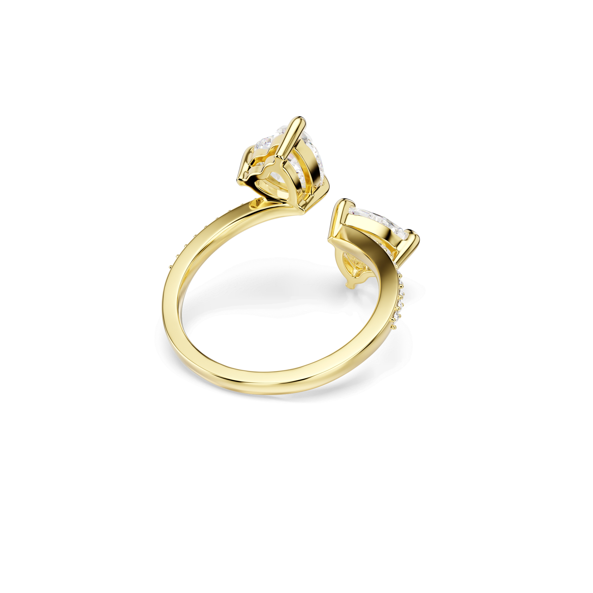 Mesmera open ring, Heart cut, Pavé, White, Gold-tone plated 5733477