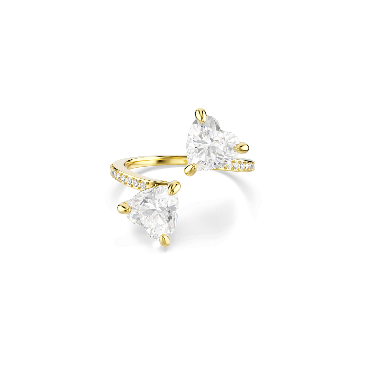 Mesmera open ring, Heart cut, Pavé, White, Gold-tone plated 5733478