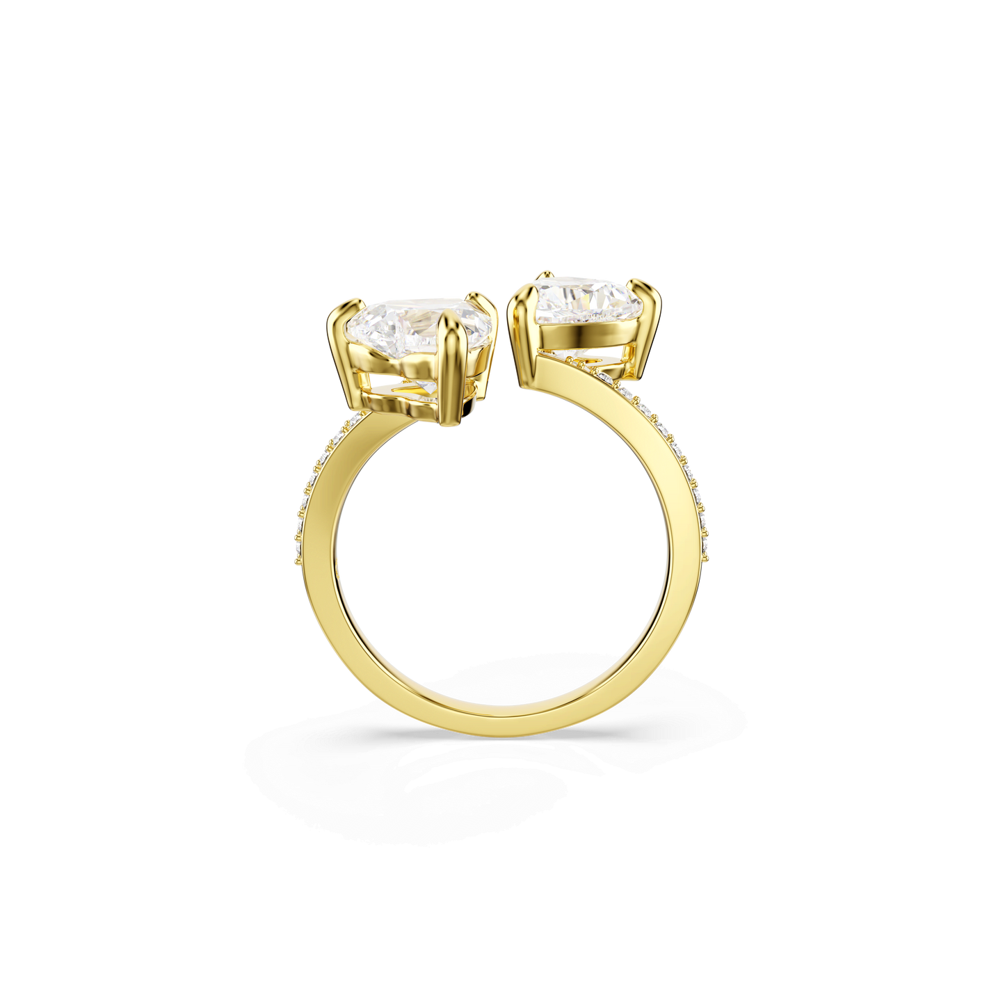 Mesmera open ring, Heart cut, Pavé, White, Gold-tone plated 5733480