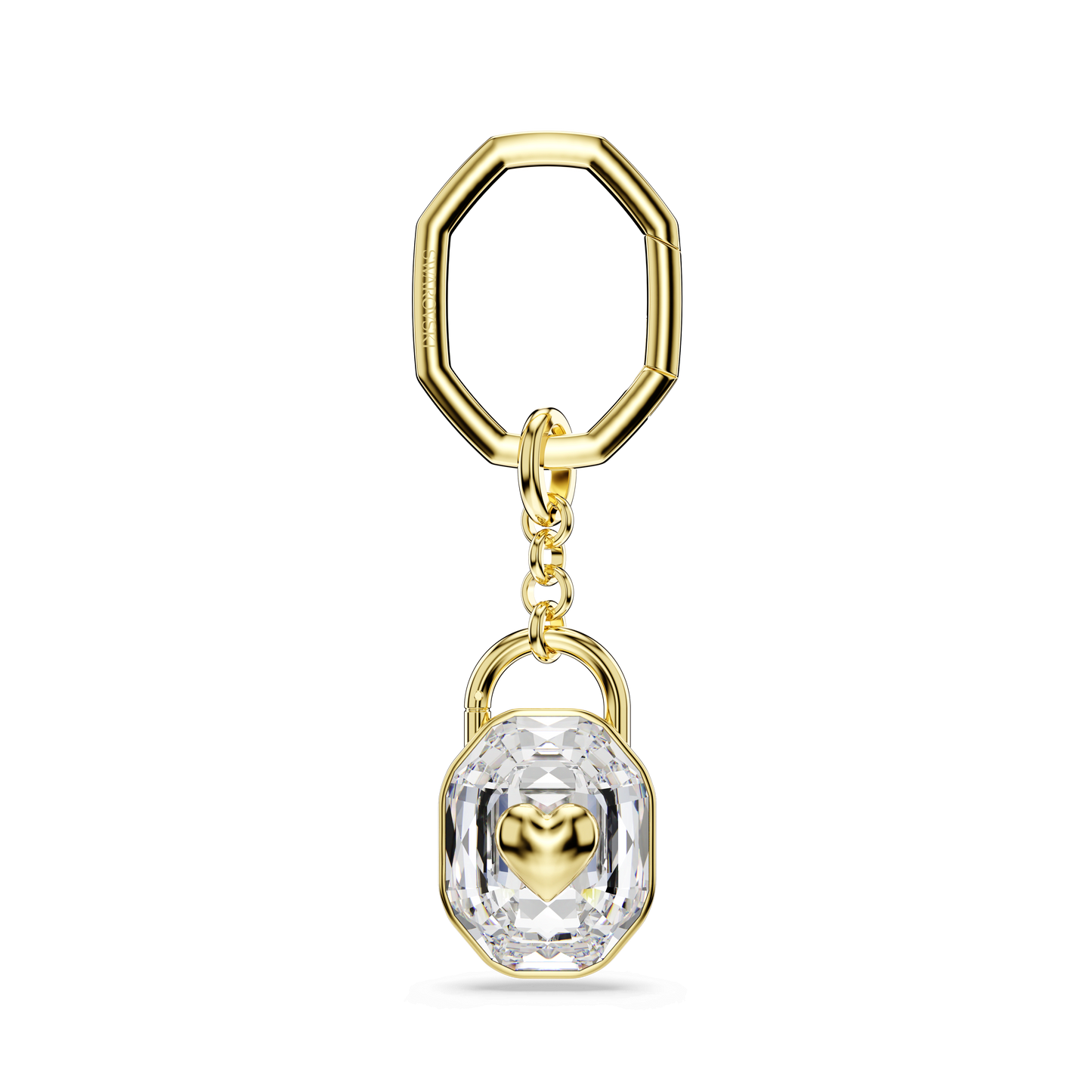 Key ring, Oval cut, White, Gold-tone plated 5733765