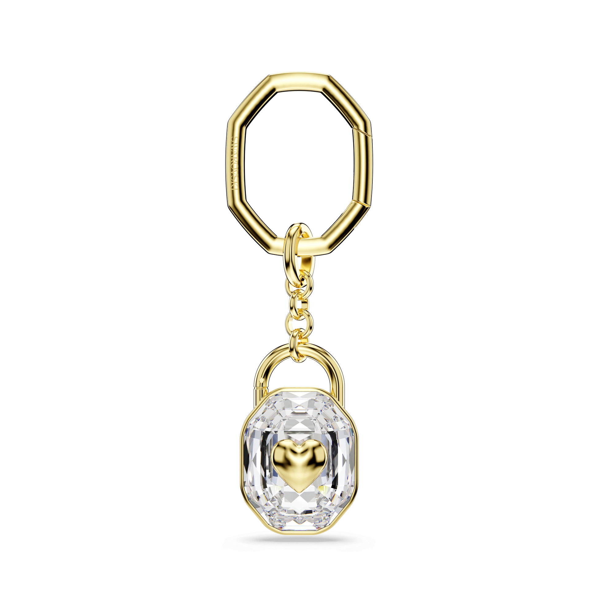 Key ring, Oval cut, White, Gold-tone plated 5733765