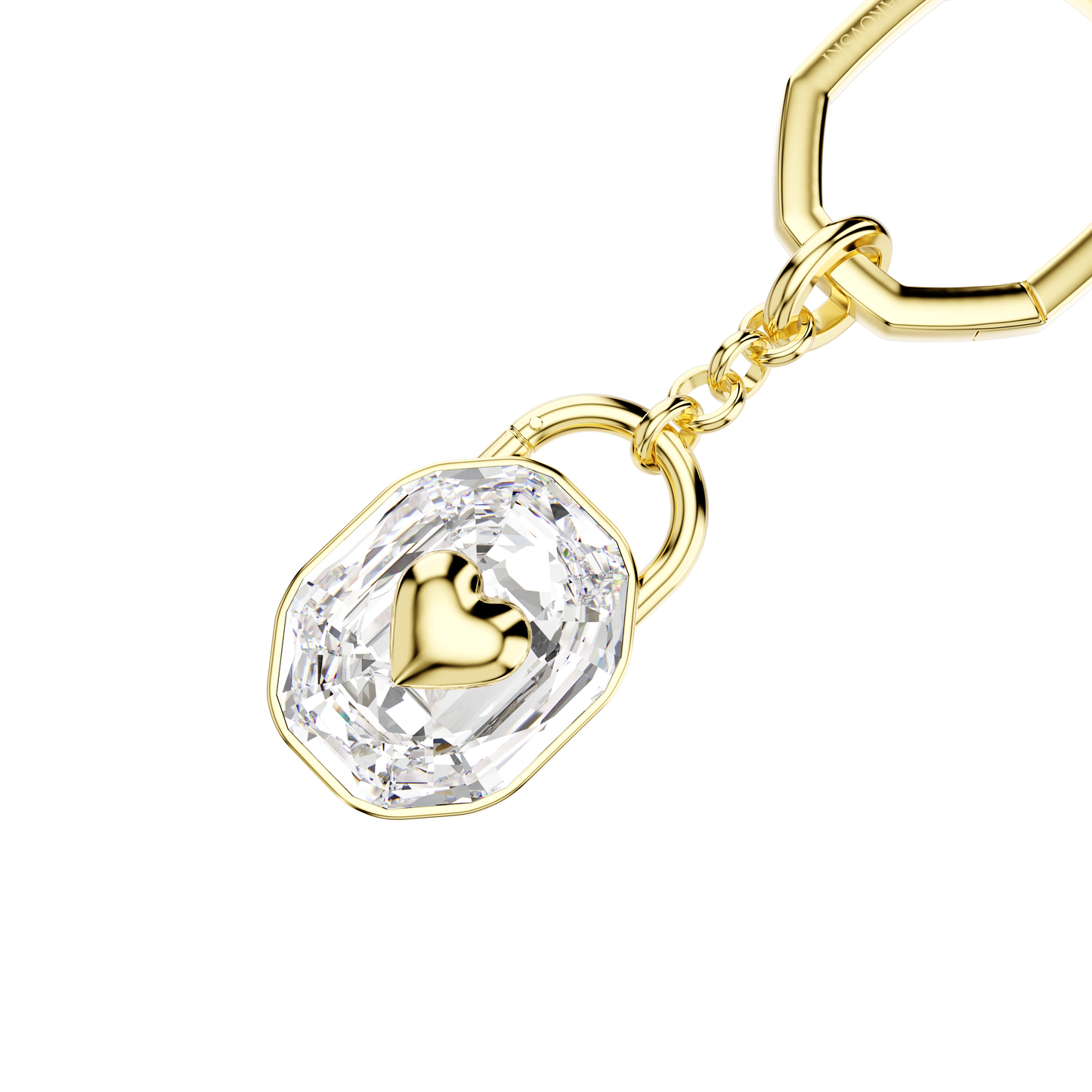Key ring, Oval cut, White, Gold-tone plated 5733765