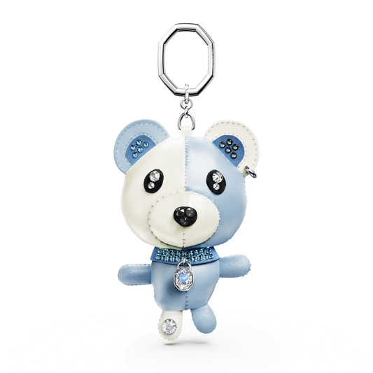 Teddy bag charm, Bear, Blue, Rhodium plated 5733771