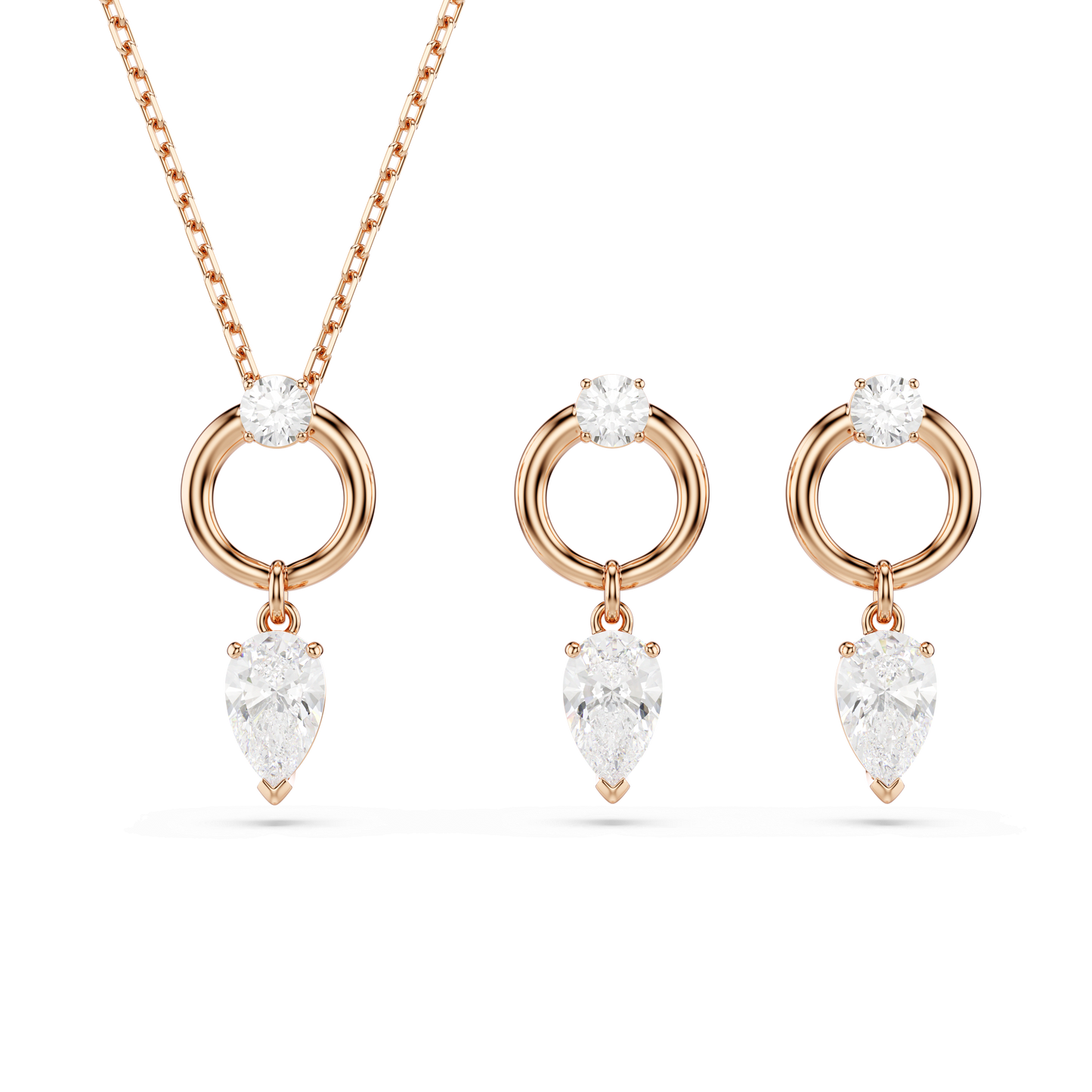 Mesmera set, Pear cut, Round cut, White, Rose gold-tone plated 5733808