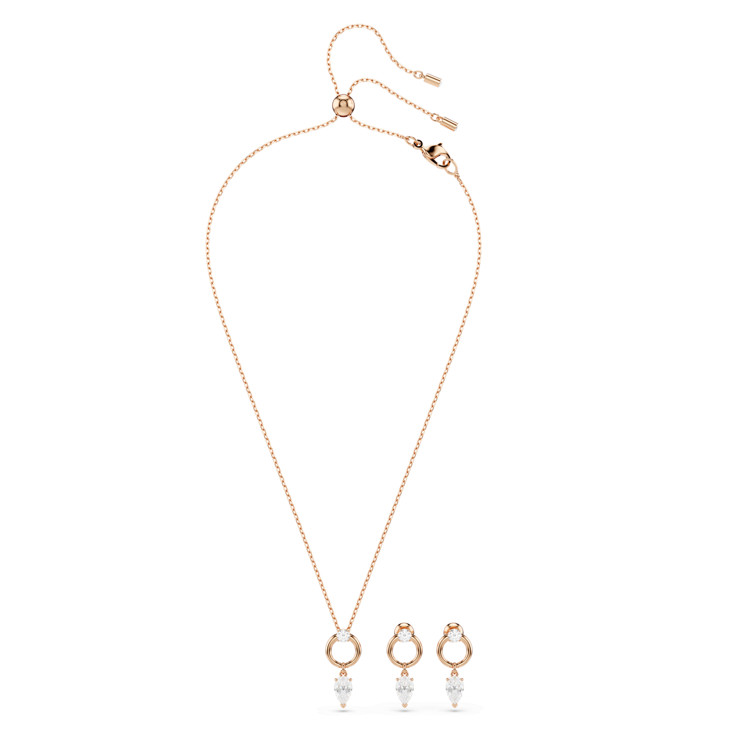 Mesmera set, Pear cut, Round cut, White, Rose gold-tone plated 5733808