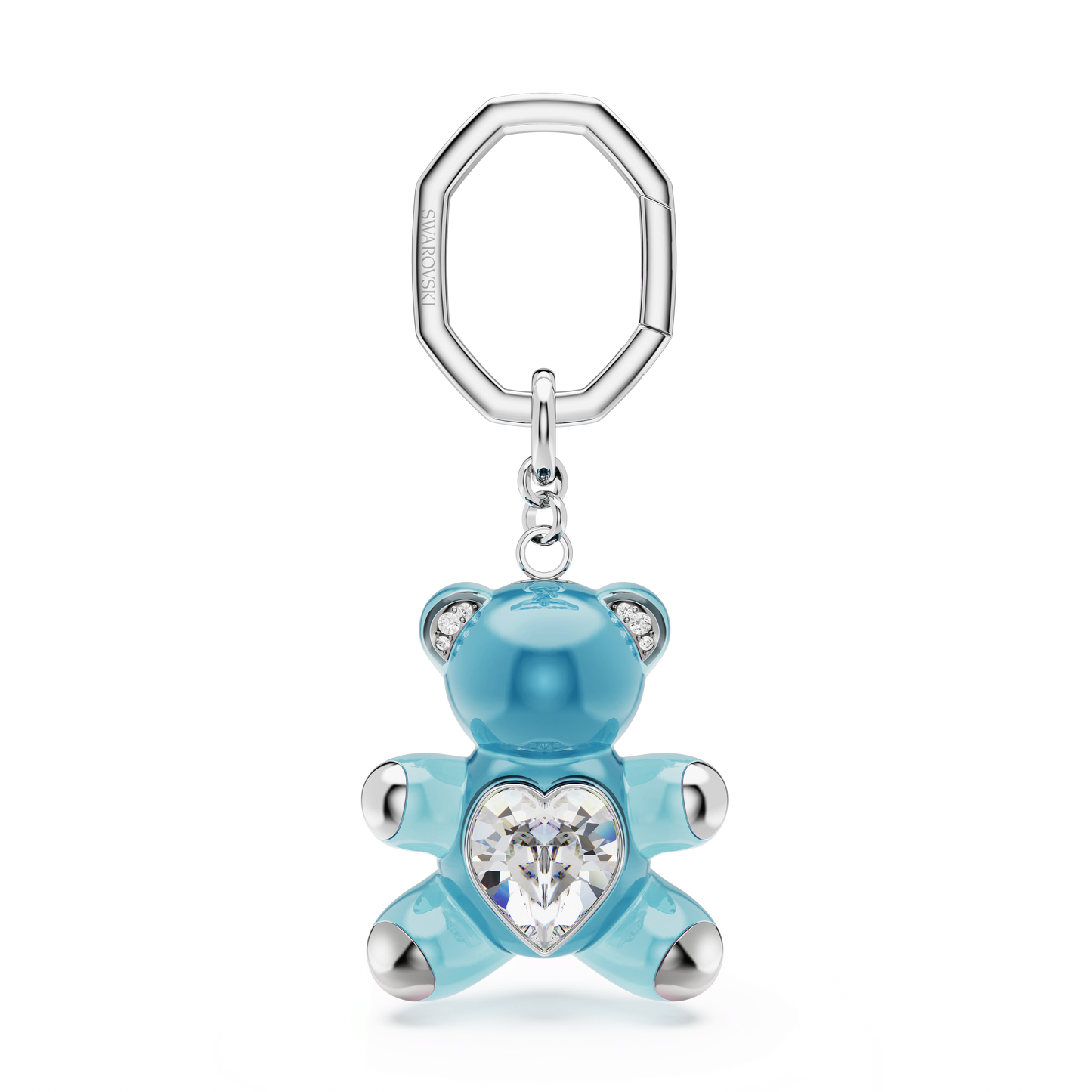 Teddy key ring, Bear, Blue, Rhodium plated 5733826