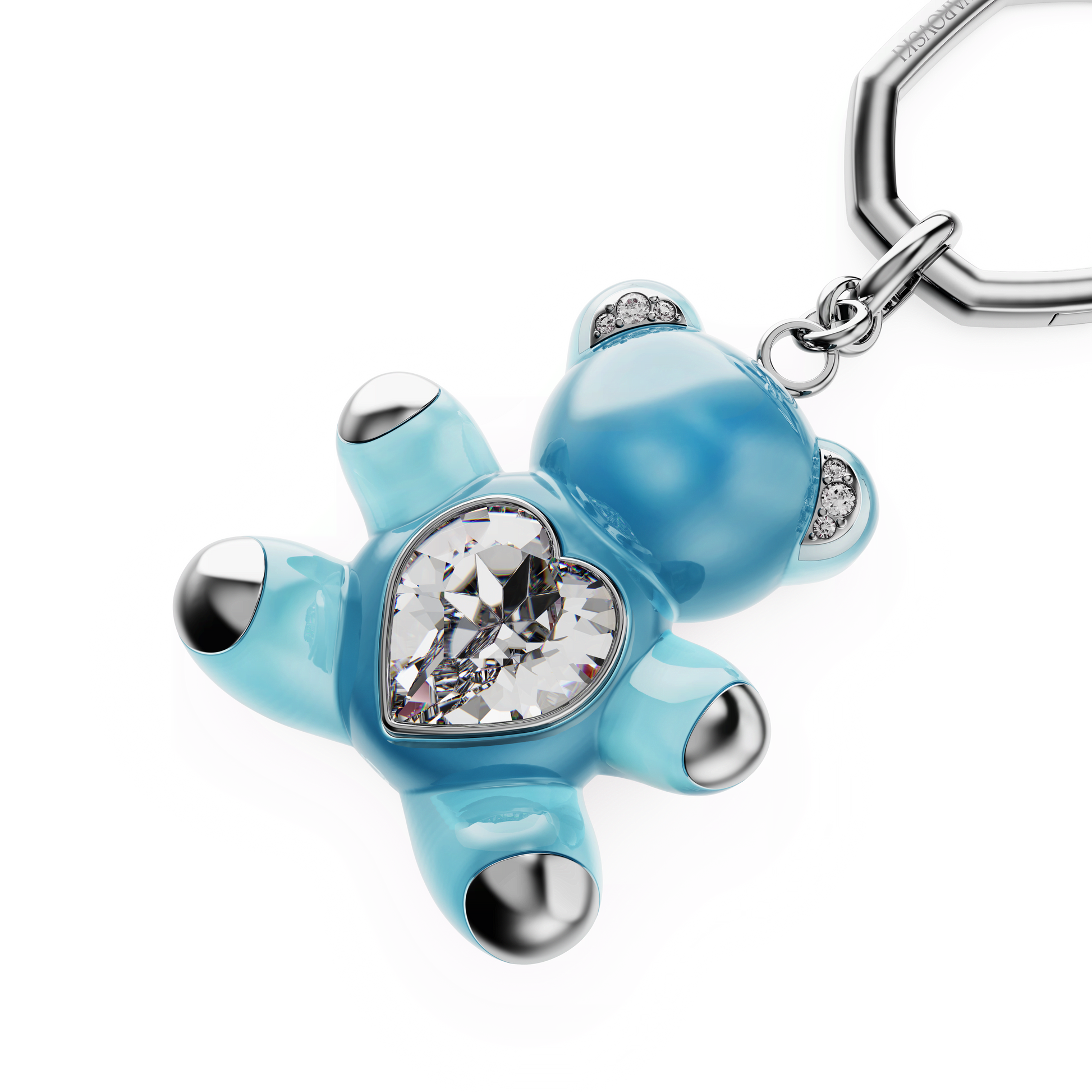 Teddy key ring, Bear, Blue, Rhodium plated 5733826