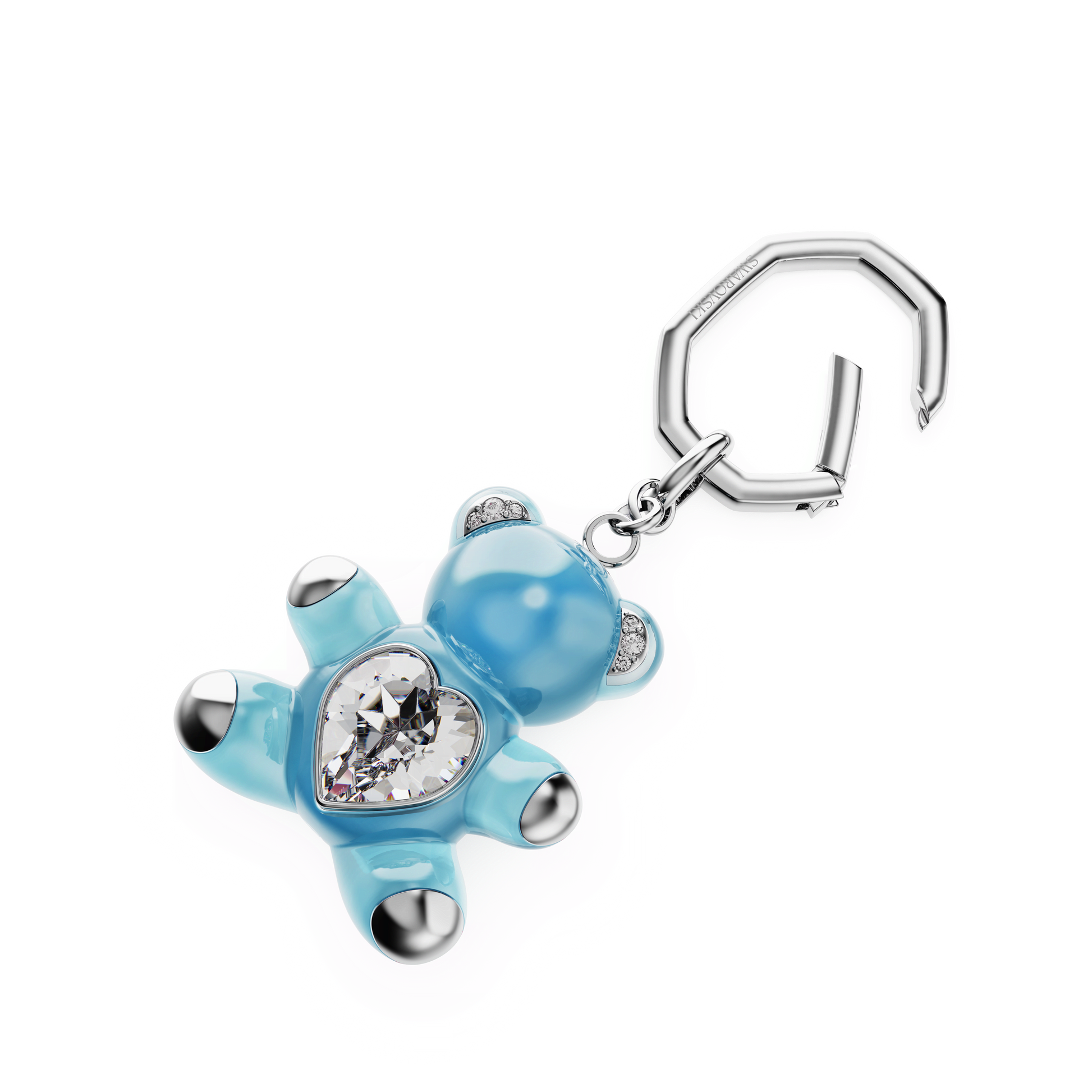 Teddy key ring, Bear, Blue, Rhodium plated 5733826