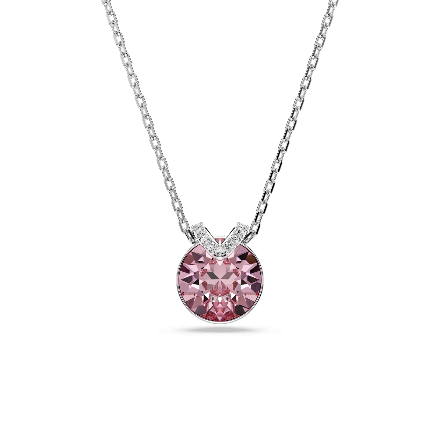 Bella V pendant, Round cut, Pink, Rhodium plated 5734230