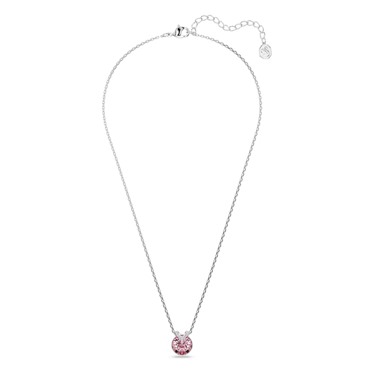 Bella V pendant, Round cut, Pink, Rhodium plated 5734230