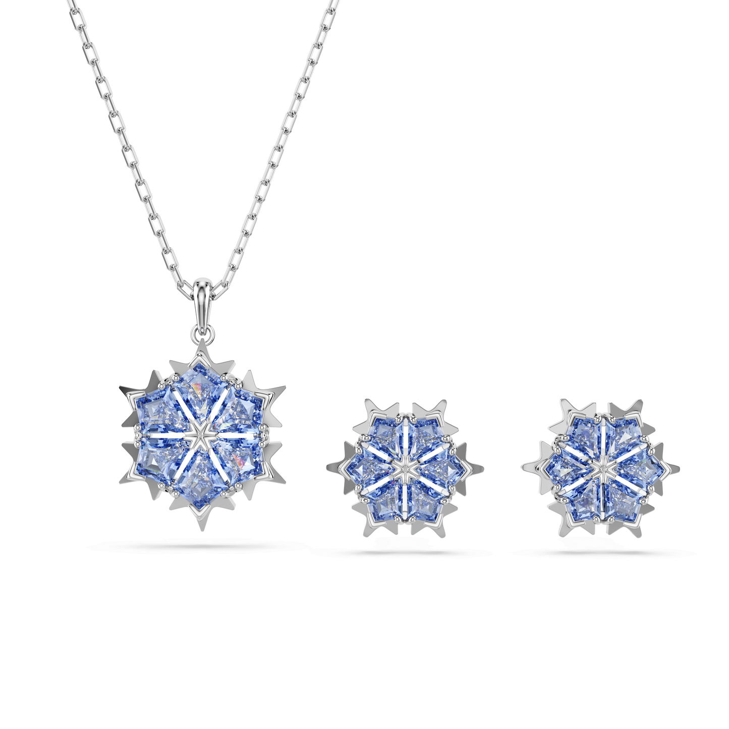 Magic set, Snowflake, Blue, Rhodium plated 5734243