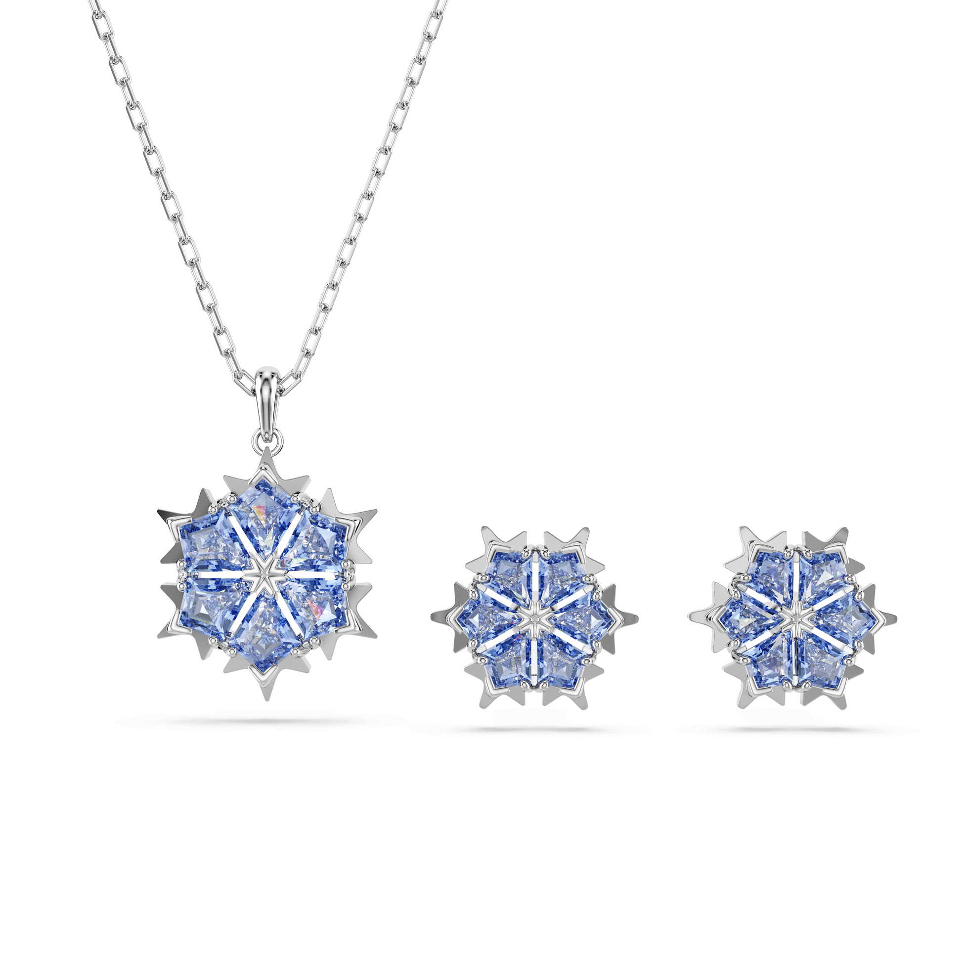 Magic set, Snowflake, Blue, Rhodium plated 5734243