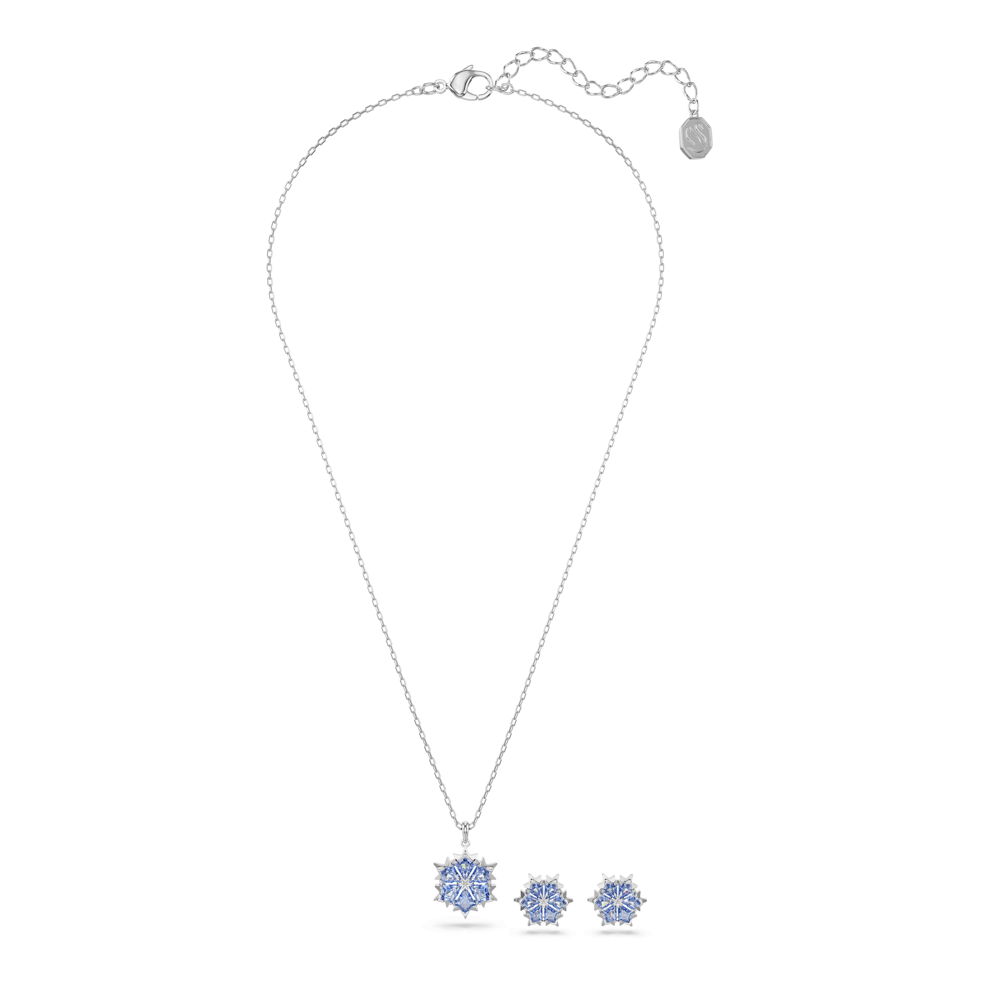 Magic set, Snowflake, Blue, Rhodium plated 5734243