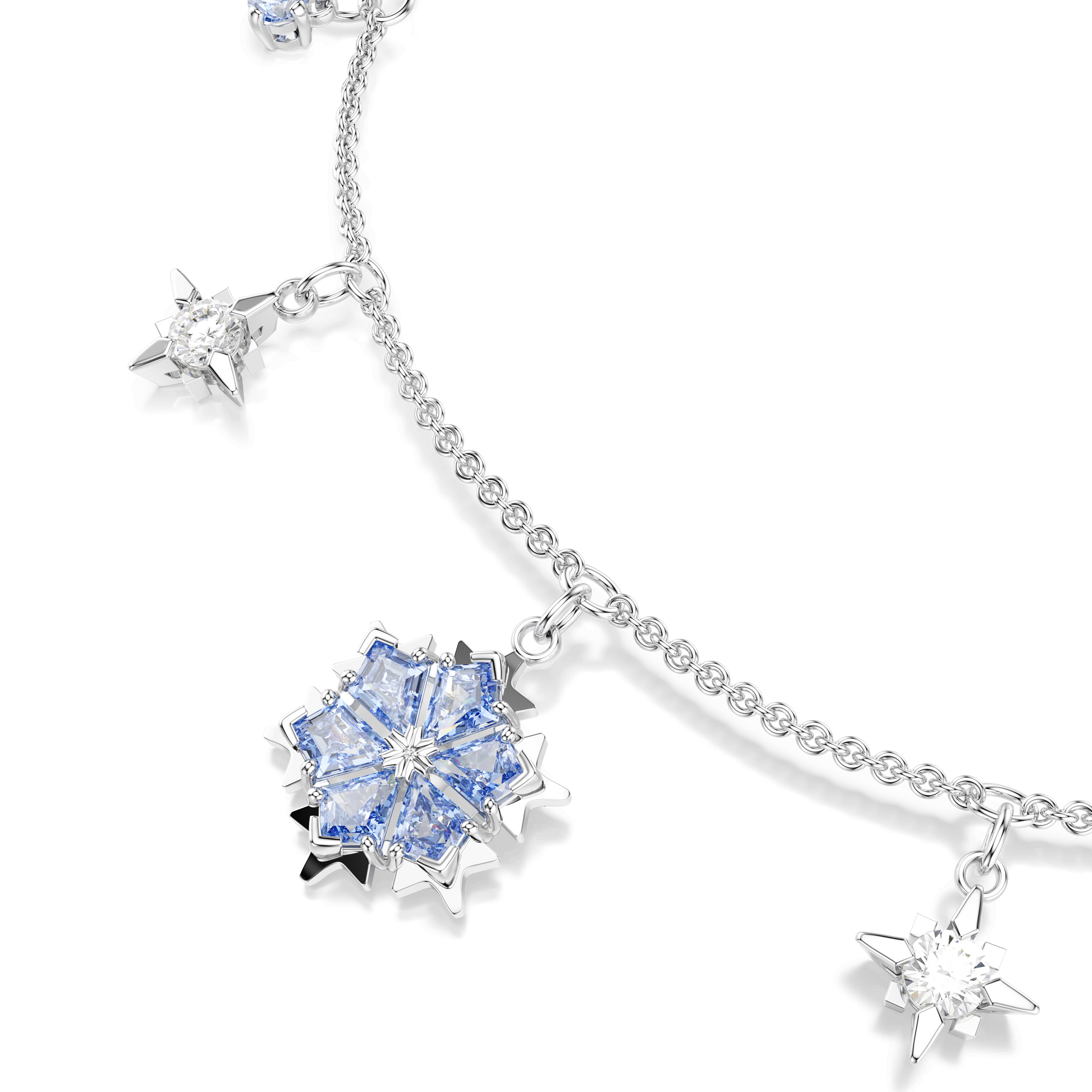 Magic bracelet, Snowflake, Blue, Rhodium plated 5734244