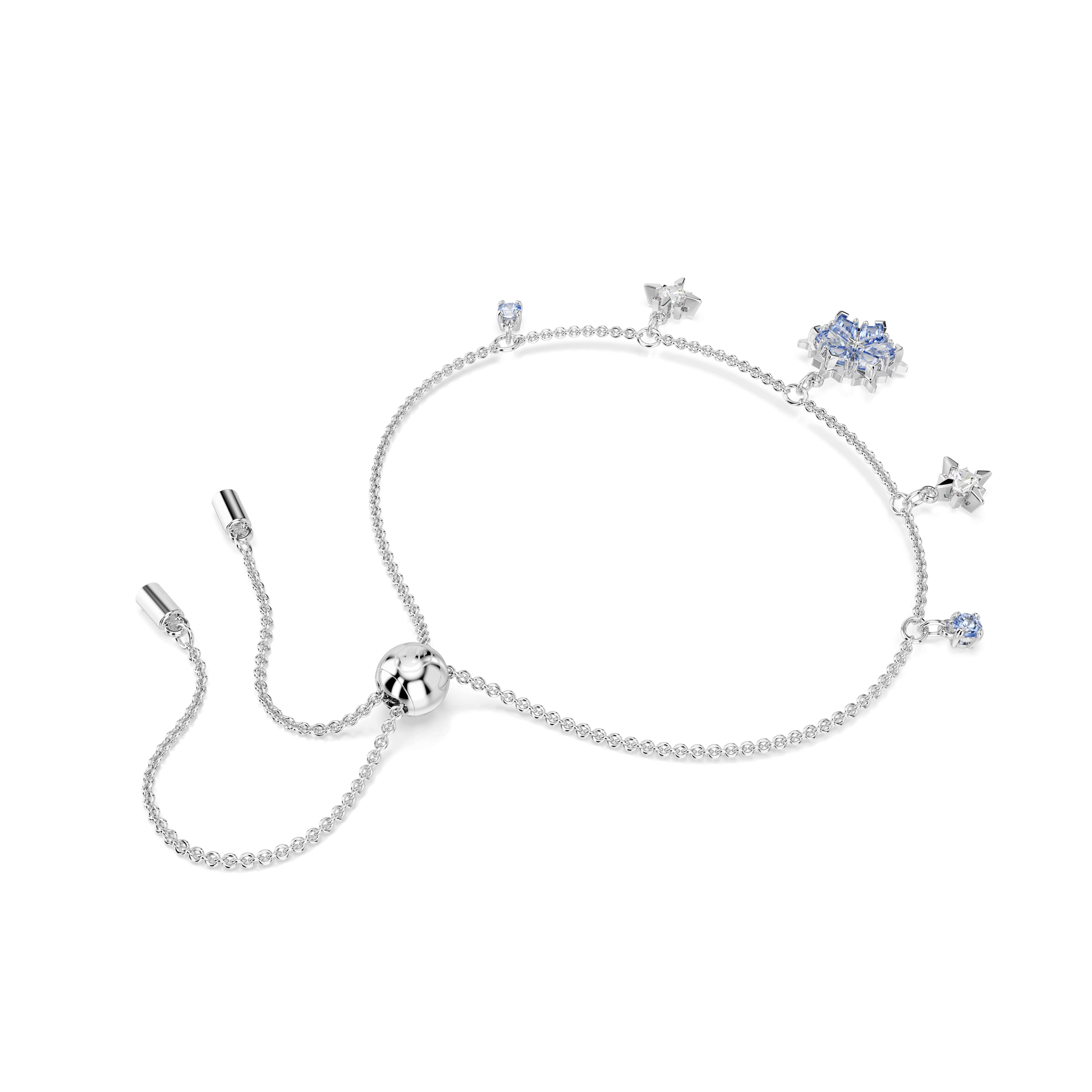 Magic bracelet, Snowflake, Blue, Rhodium plated 5734244
