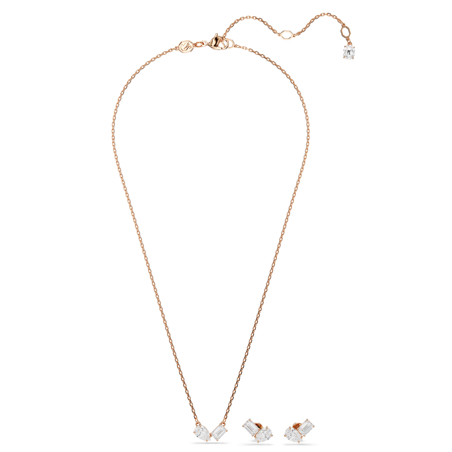 Mesmera set, Pear cut, Octagon cut, White, Rose gold-tone plated 5734246