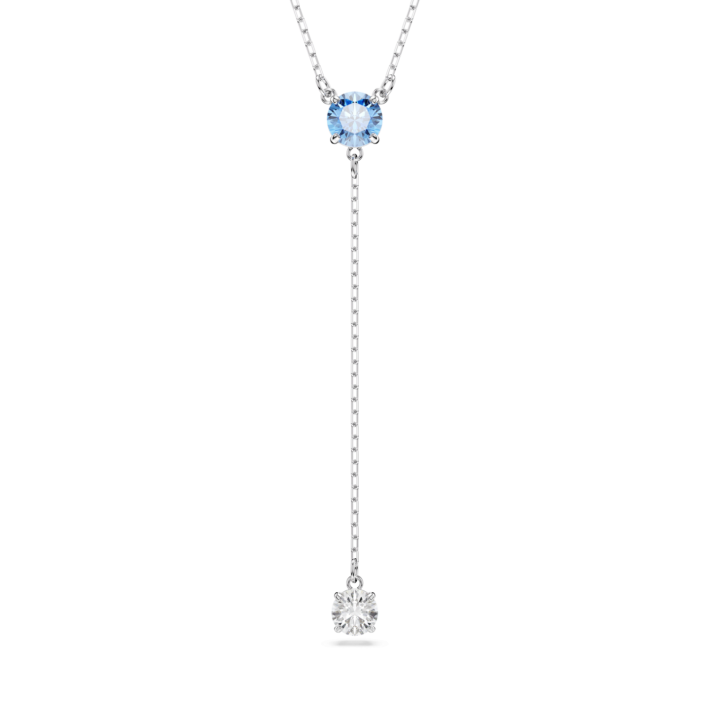 Stilla Attract Y necklace, Round cut, Blue, Rhodium plated 5734249
