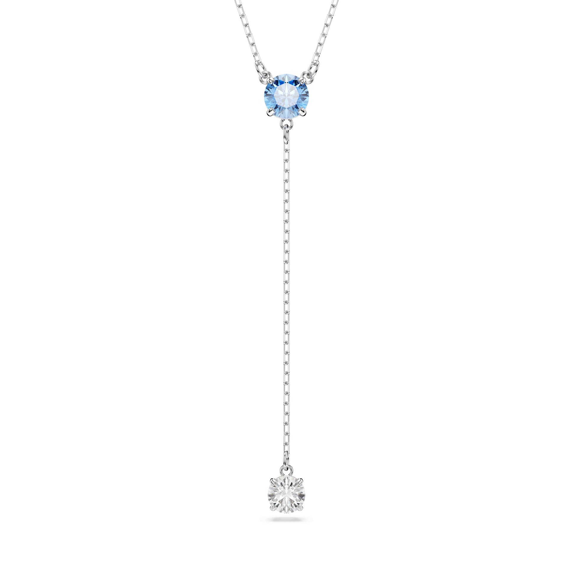 Stilla Attract Y necklace, Round cut, Blue, Rhodium plated 5734249