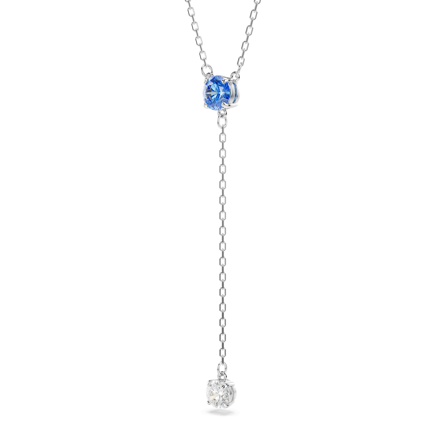 Stilla Attract Y necklace, Round cut, Blue, Rhodium plated 5734249