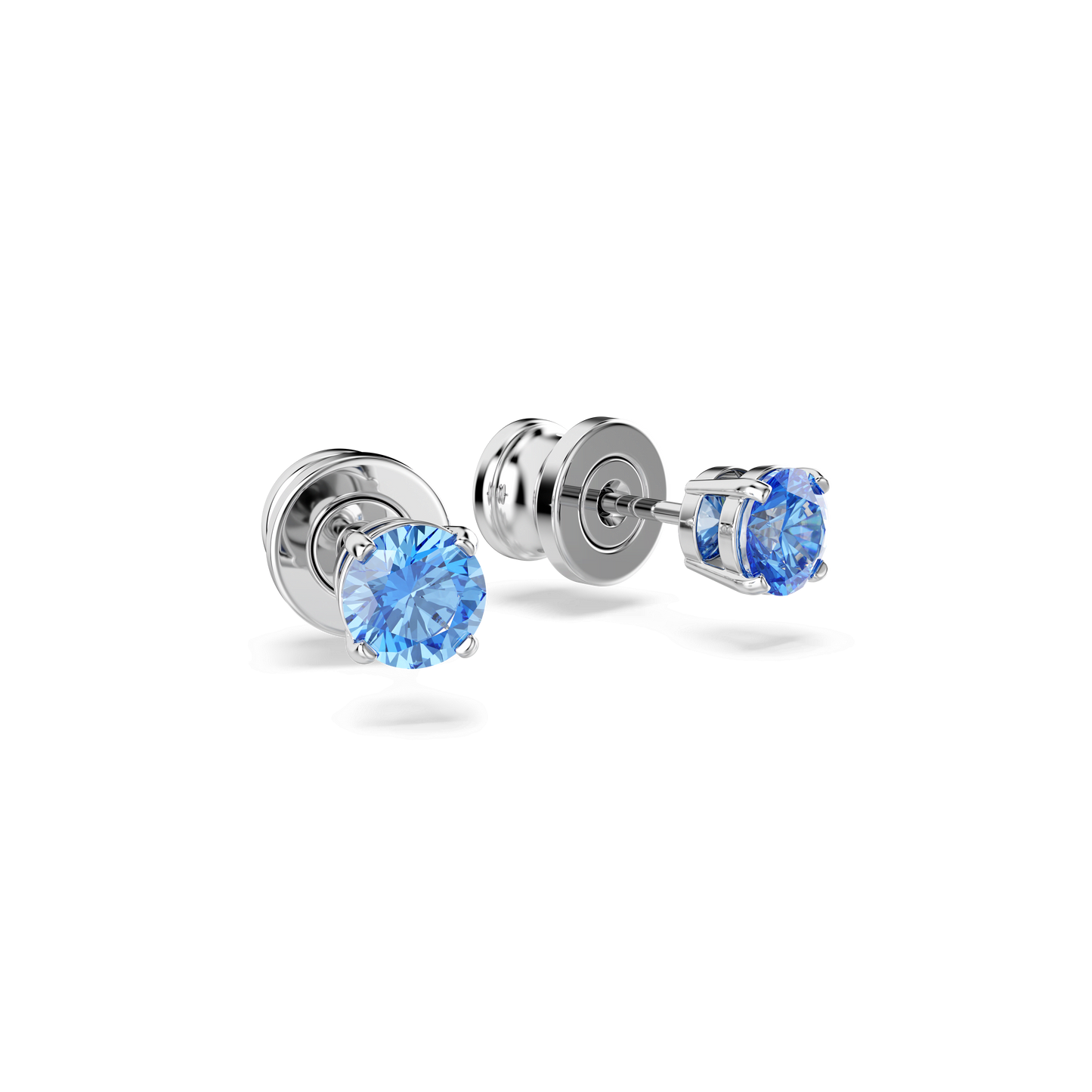 Stilla Attract stud earrings, Round cut, Blue, Rhodium plated 5734250