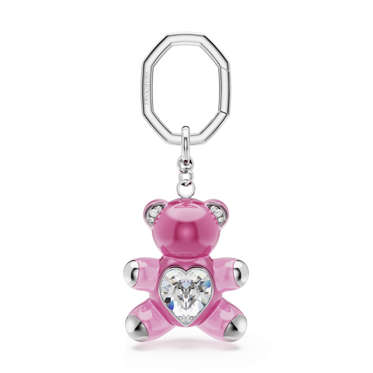 Teddy key ring, Bear, Pink, Rhodium plated 5735365