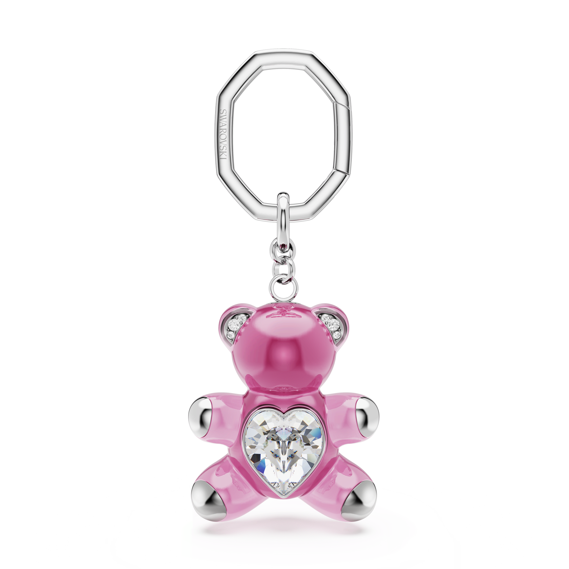 Teddy key ring, Bear, Pink, Rhodium plated 5735365