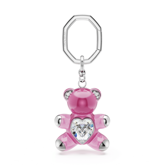 Teddy key ring, Bear, Pink, Rhodium plated 5735365