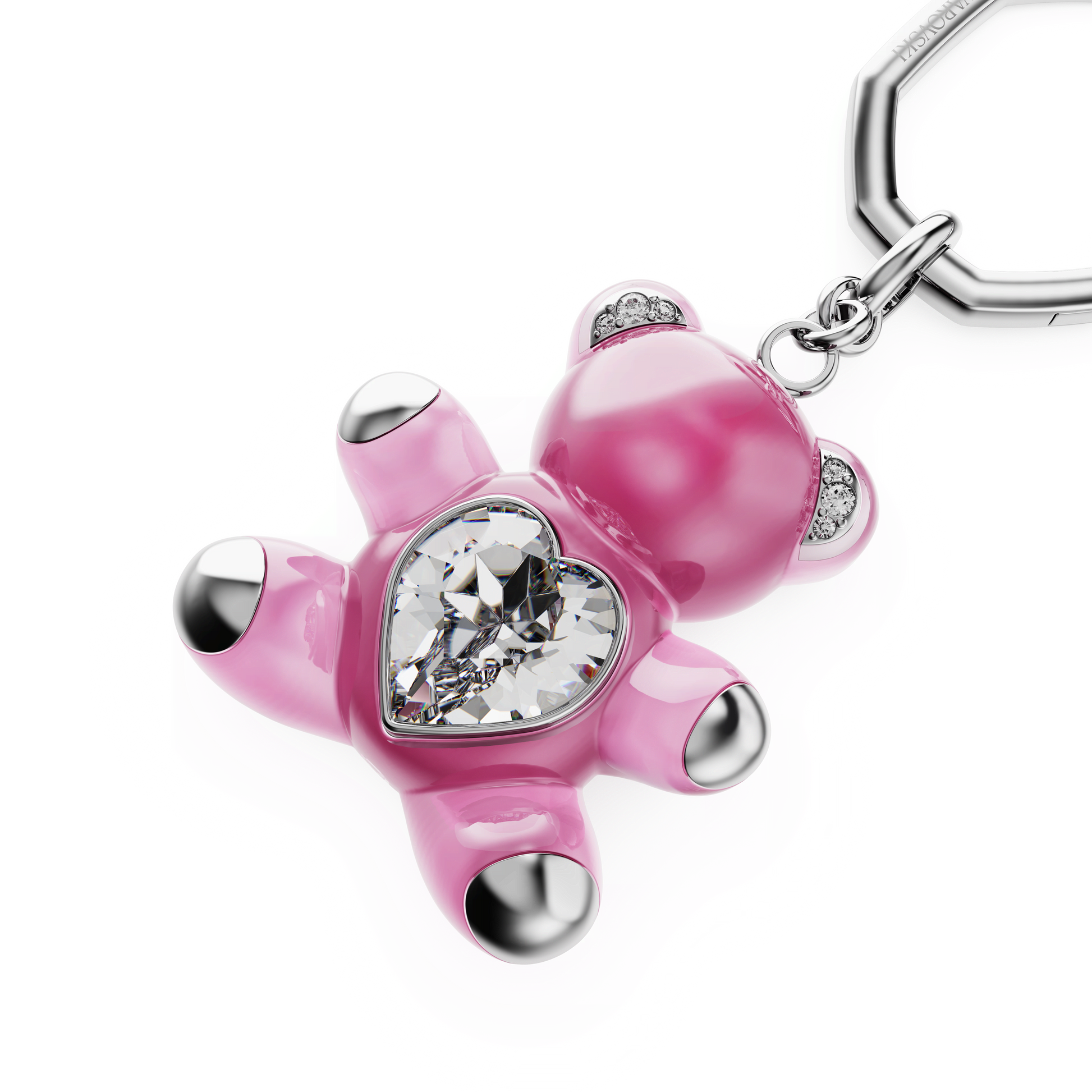 Teddy key ring, Bear, Pink, Rhodium plated 5735365