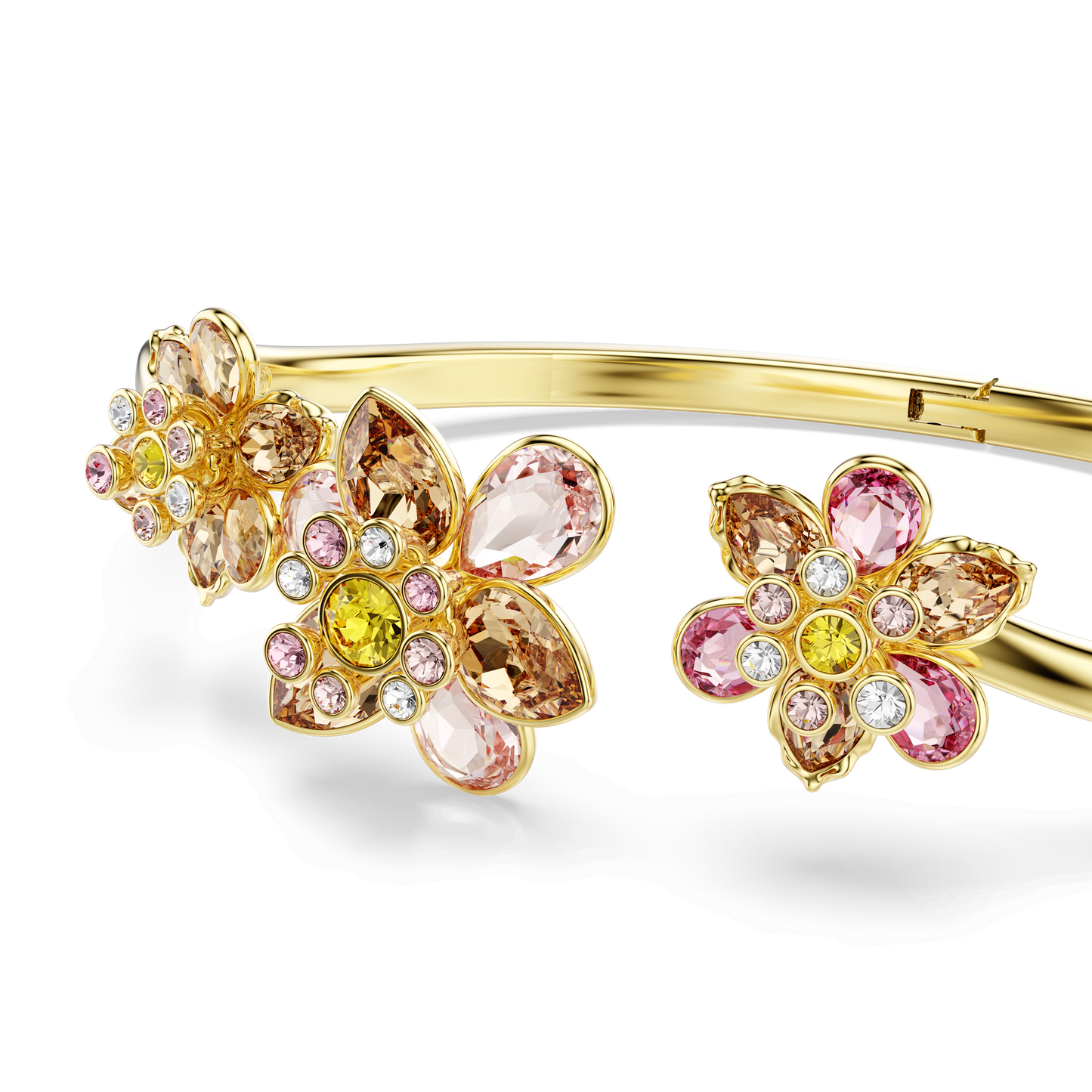 Idyllia bangle, Mixed cuts, Flower, Multicolored, Gold-tone plated 5736220