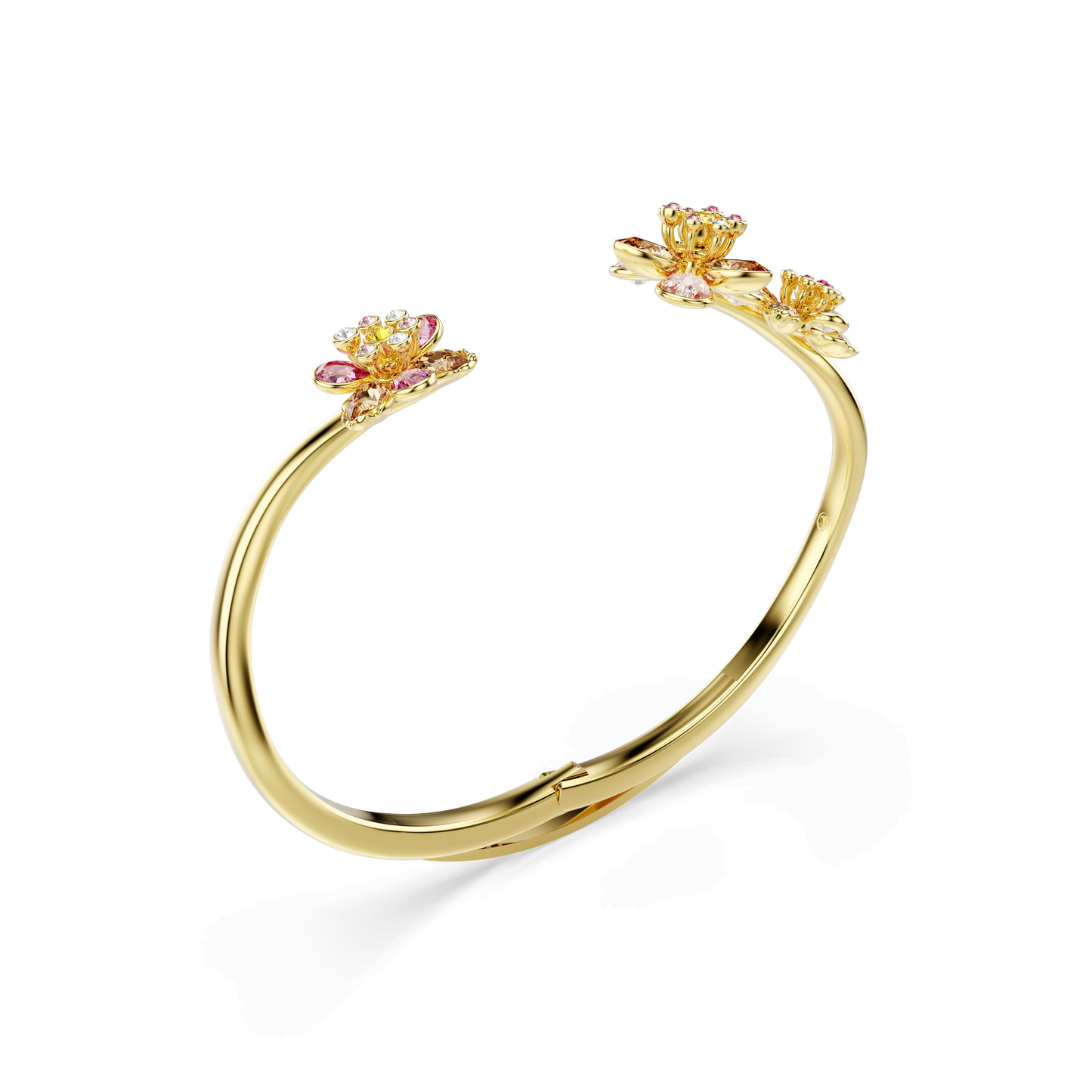 Idyllia bangle, Mixed cuts, Flower, Multicolored, Gold-tone plated 5736220