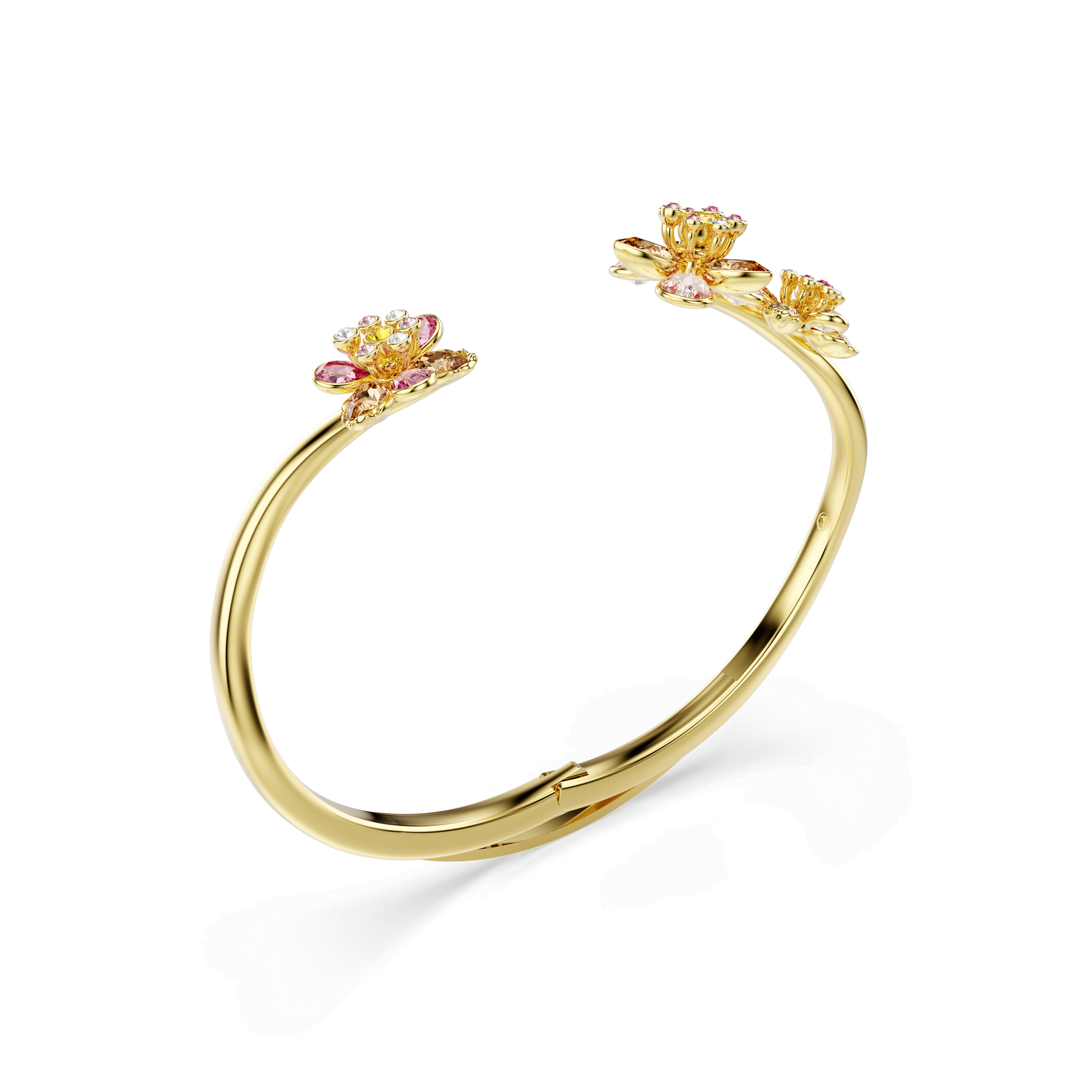 Idyllia bangle, Mixed cuts, Flower, Multicolored, Gold-tone plated 5736220