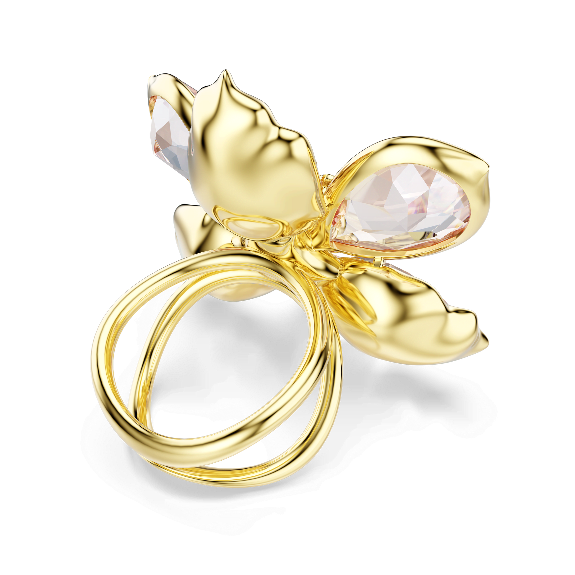 Idyllia motif ring, Mixed cuts, Flower, Multicolored, Gold-tone plated 5736224