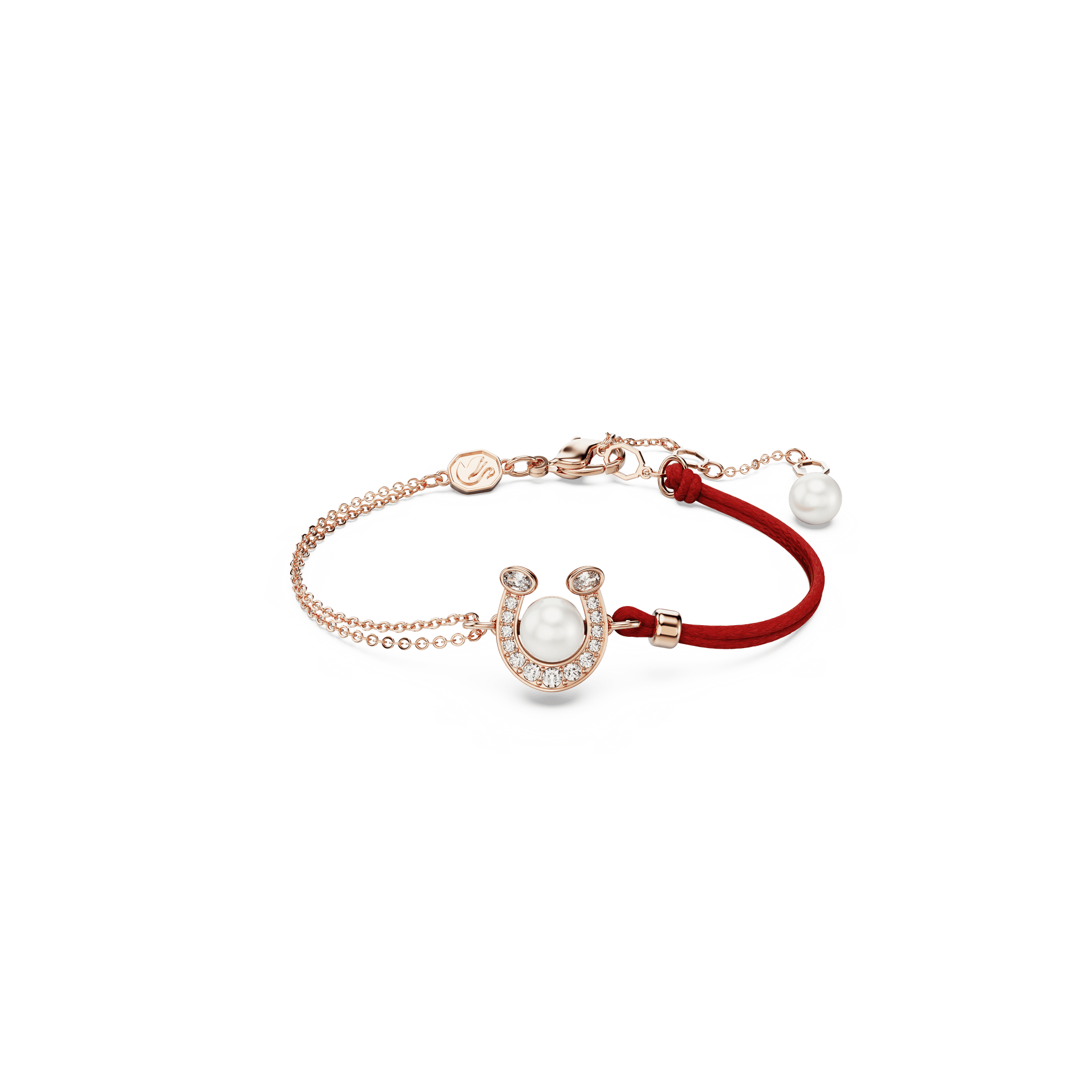 Symbolica bracelet, Crystal pearl, Pavé, Horse shoe, White, Rose gold-tone plated 5736976