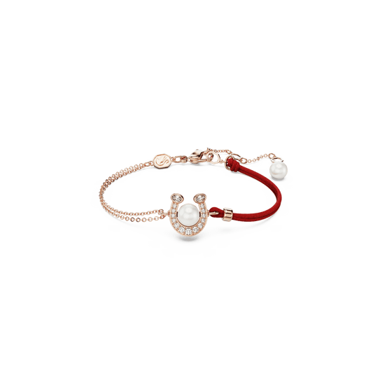 Symbolica bracelet, Crystal pearl, Pavé, Horse shoe, White, Rose gold-tone plated 5736976