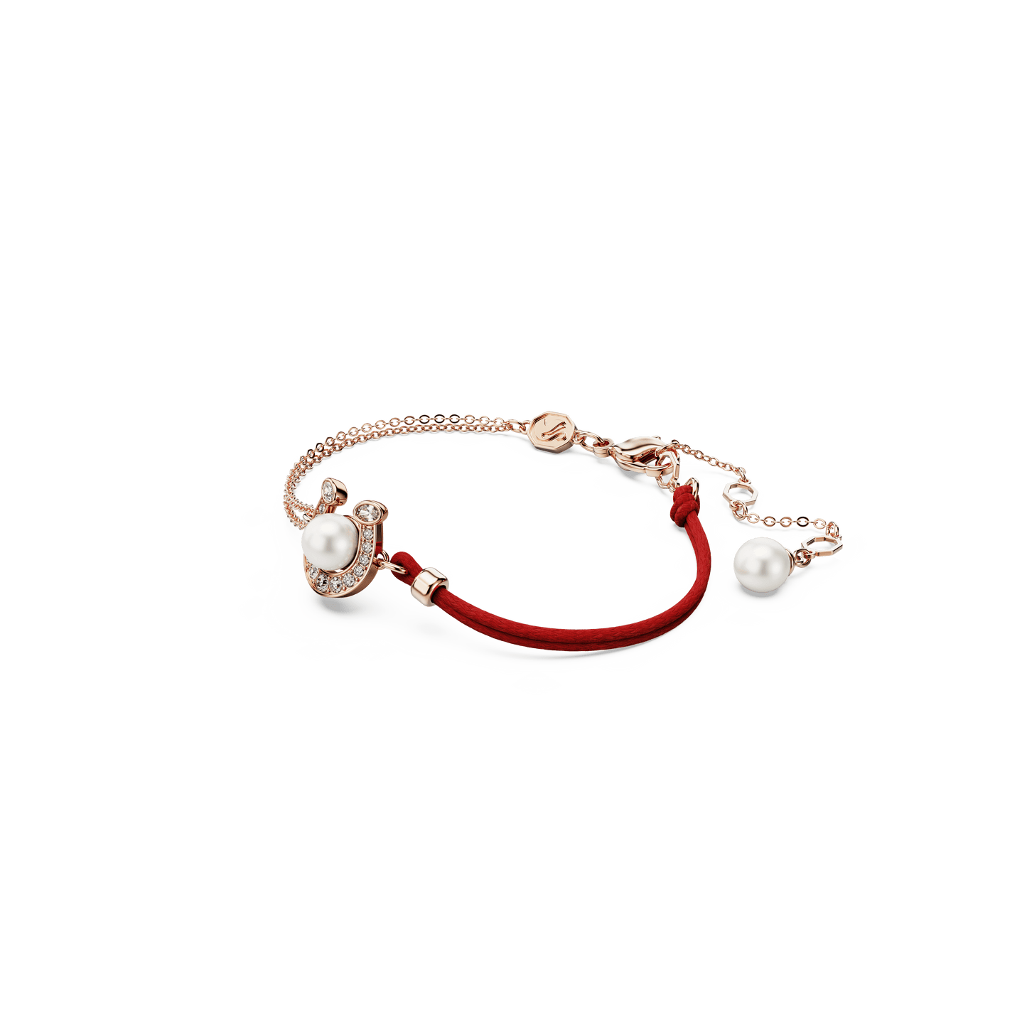 Symbolica bracelet, Crystal pearl, Pavé, Horse shoe, White, Rose gold-tone plated 5736976