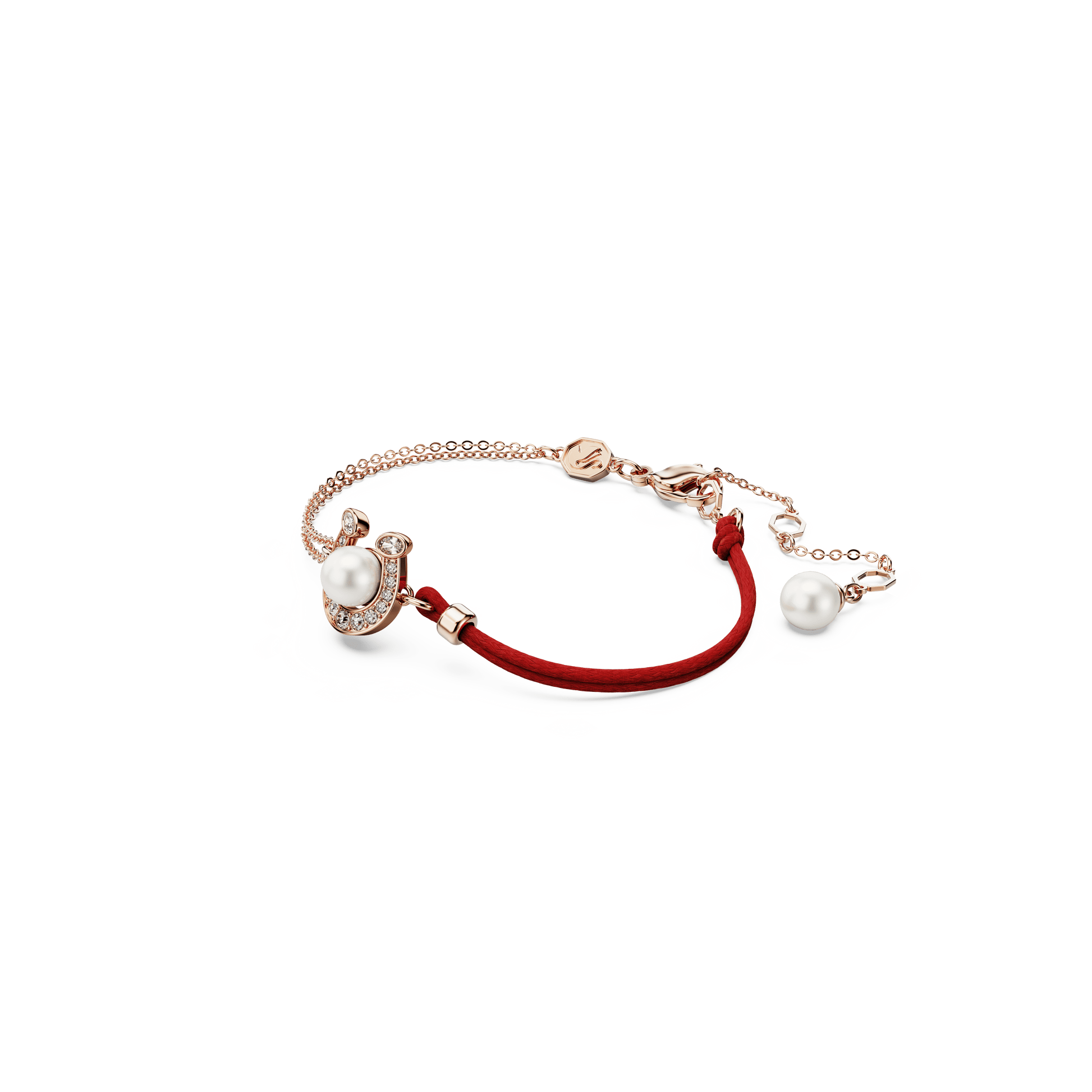 Symbolica bracelet, Crystal pearl, Pavé, Horse shoe, White, Rose gold-tone plated 5736976