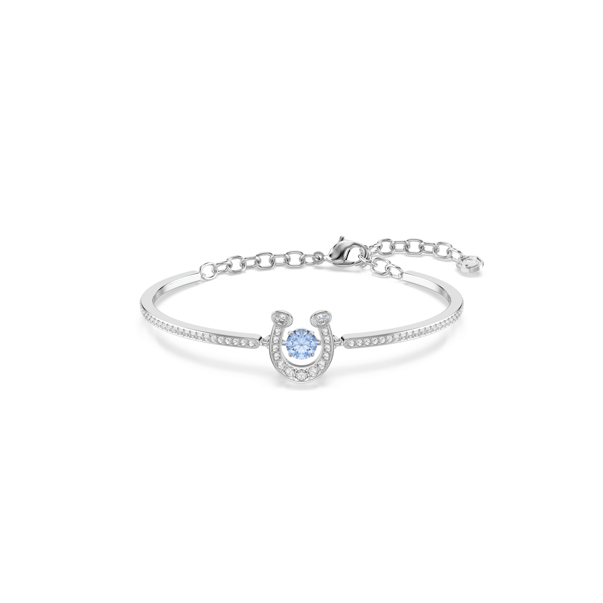 Symbolica bangle, Round cut, Pavé, Horse shoe, Blue, Rhodium plated 5736983