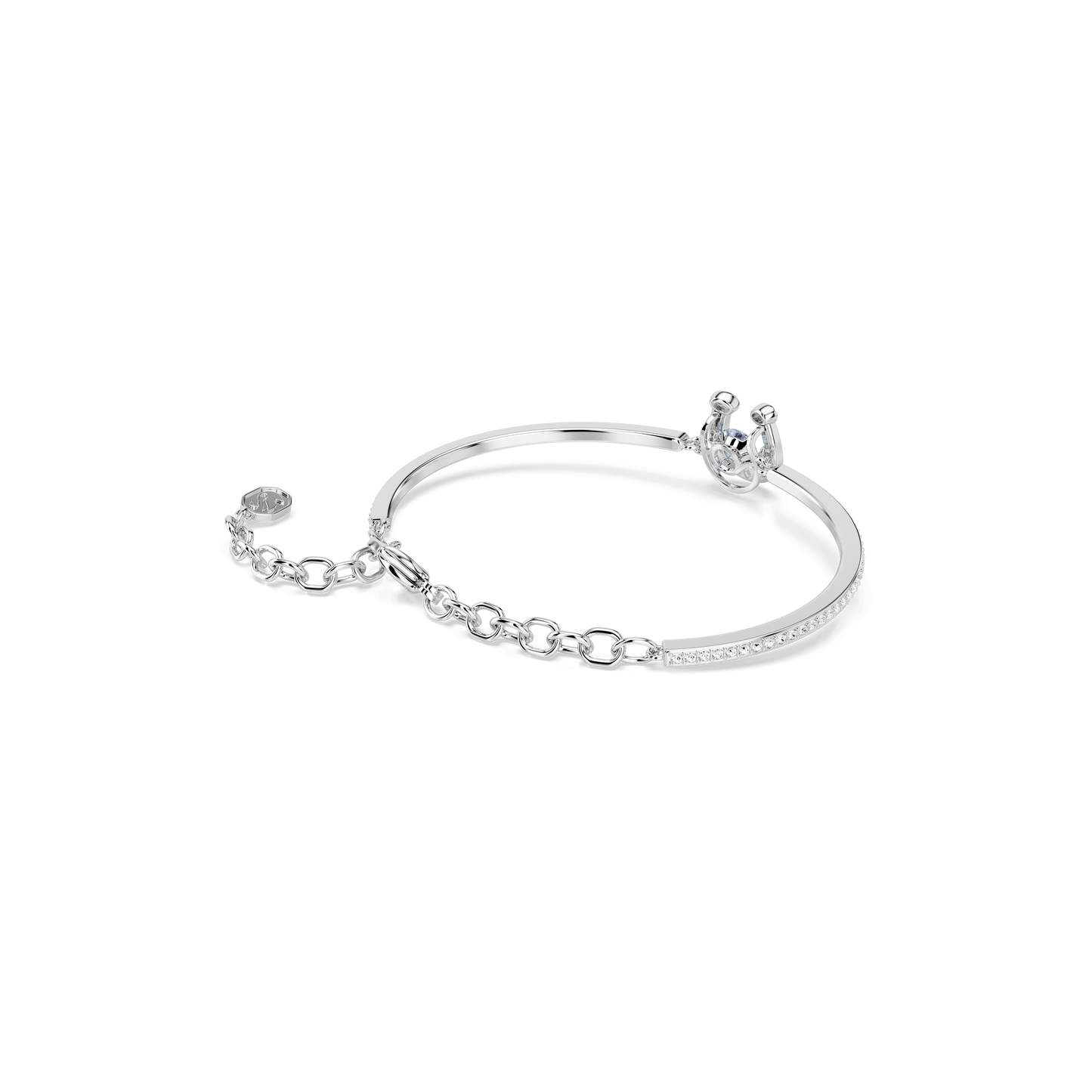 Symbolica bangle, Round cut, Pavé, Horse shoe, Blue, Rhodium plated 5736983