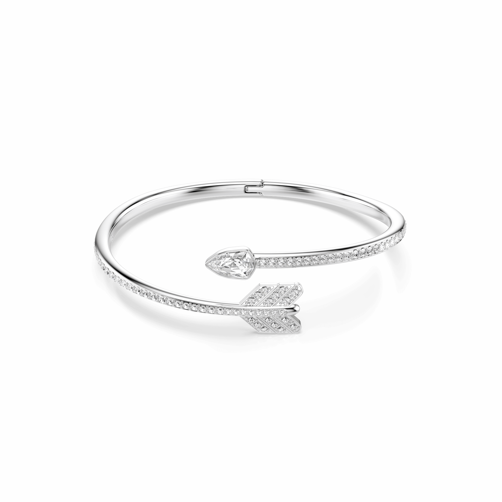 Idyllia bangle, Mixed cuts, Arrow, White, Rhodium plated 5737263